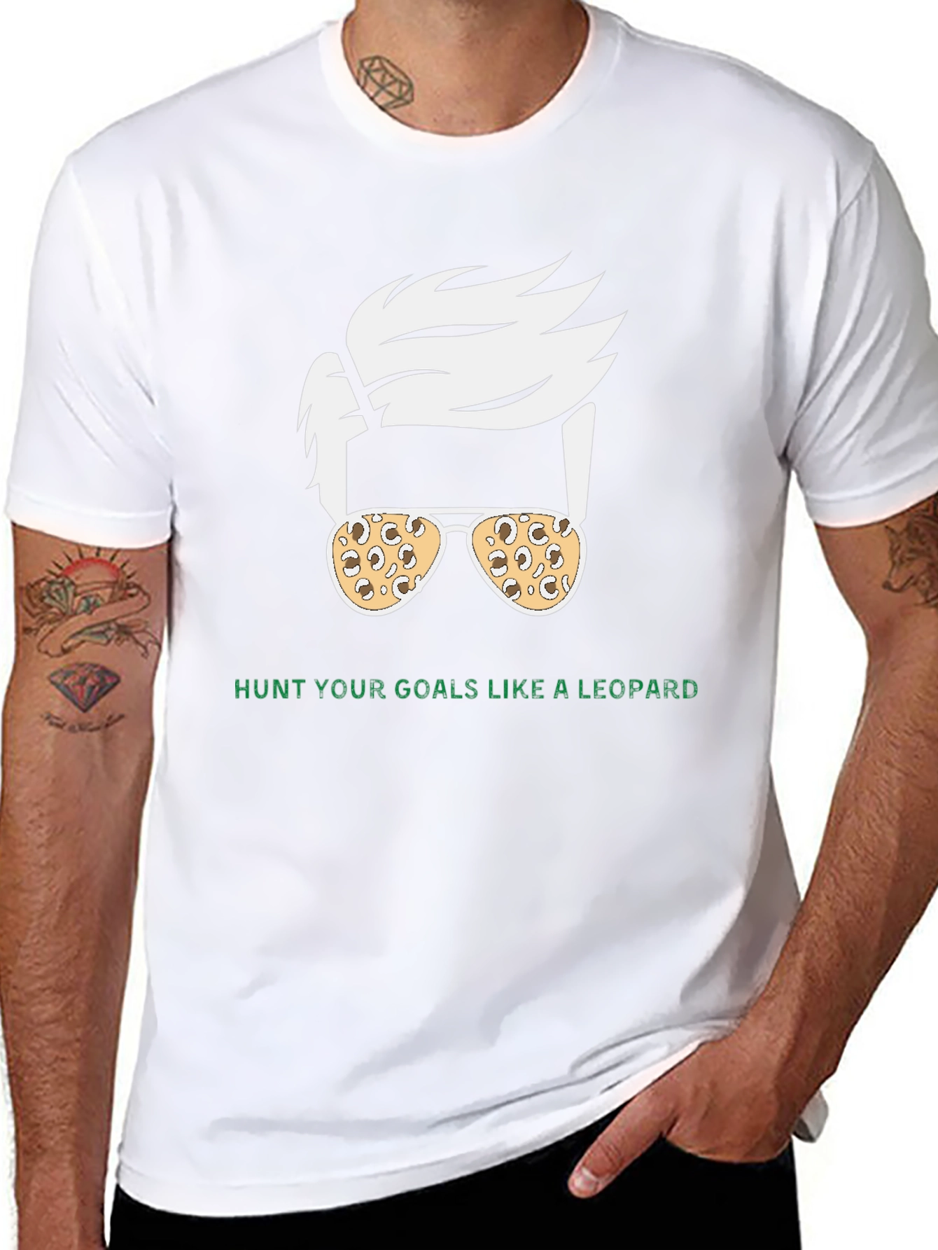 Hunt Your Goals Leopard Print Sunglasses T-Shirt