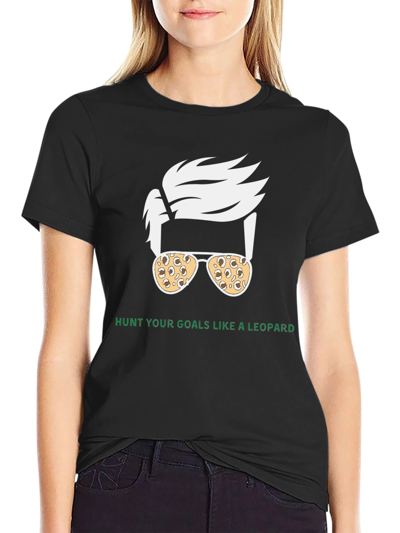 Hunt Your Goals Leopard Print Sunglasses T-Shirt