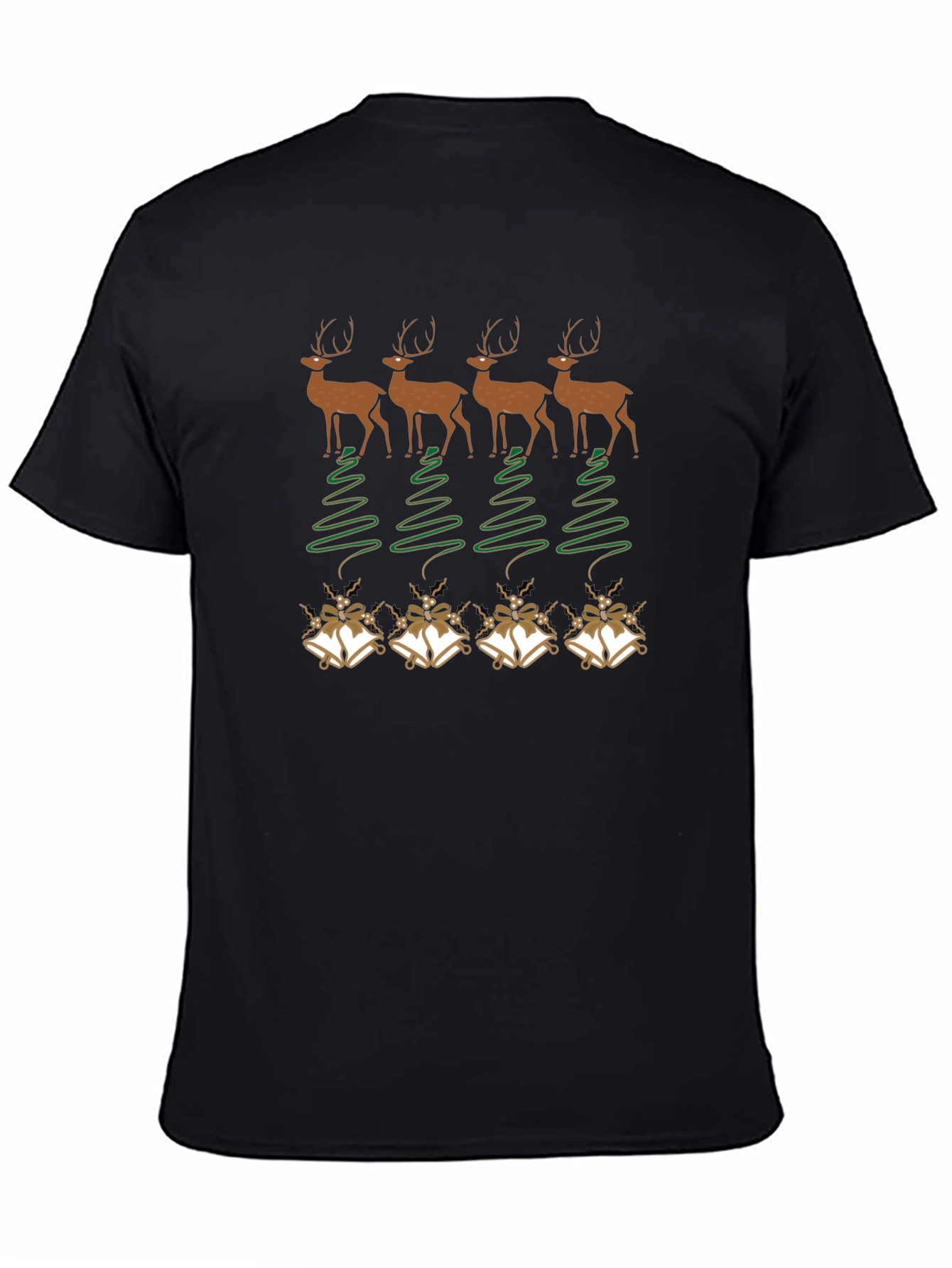 Festive Deer & Bells Christmas T-Shirt - Holiday Cheer