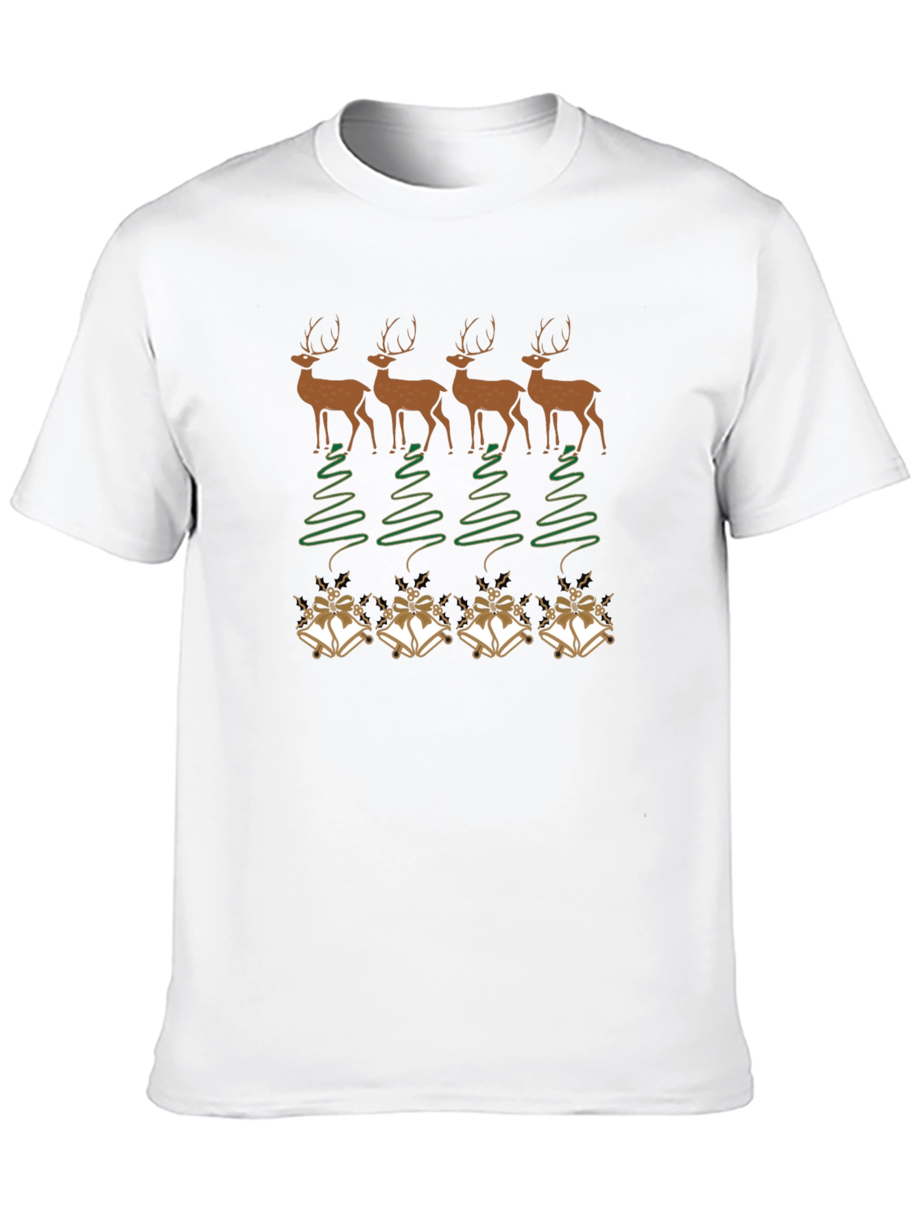 Festive Deer & Bells Christmas T-Shirt - Holiday Cheer