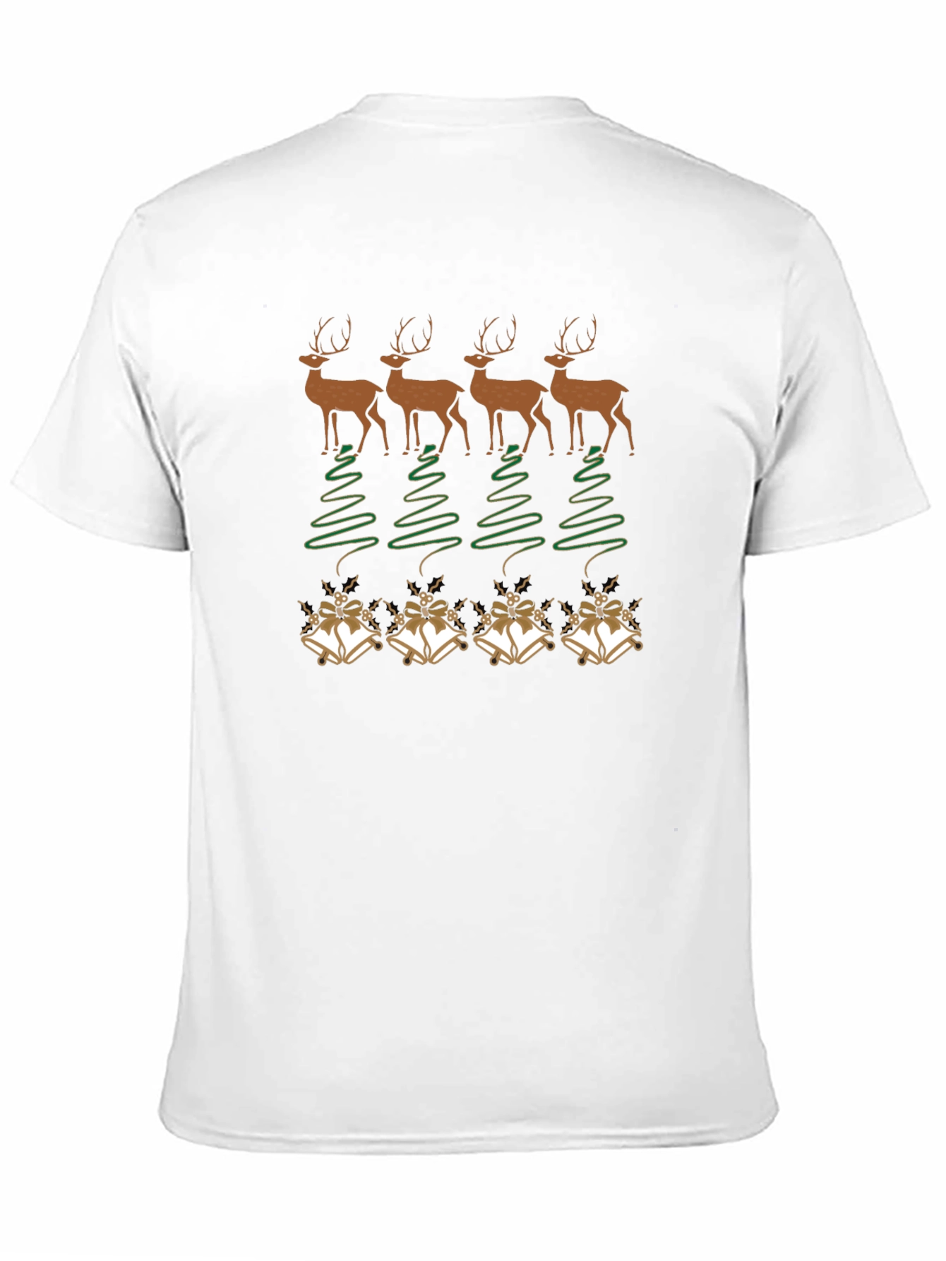 Festive Deer & Bells Christmas T-Shirt - Holiday Cheer