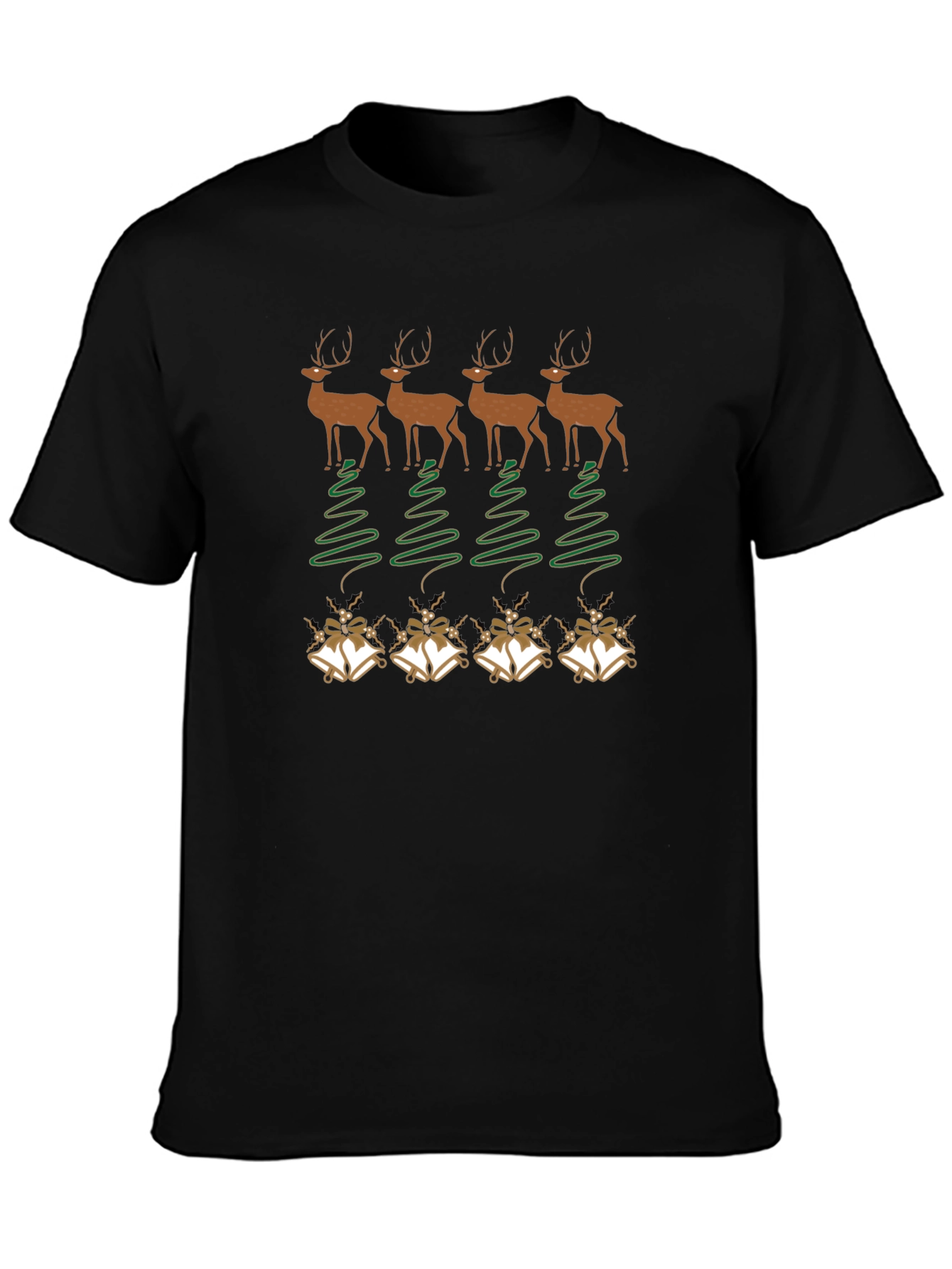Festive Deer & Bells Christmas T-Shirt - Holiday Cheer