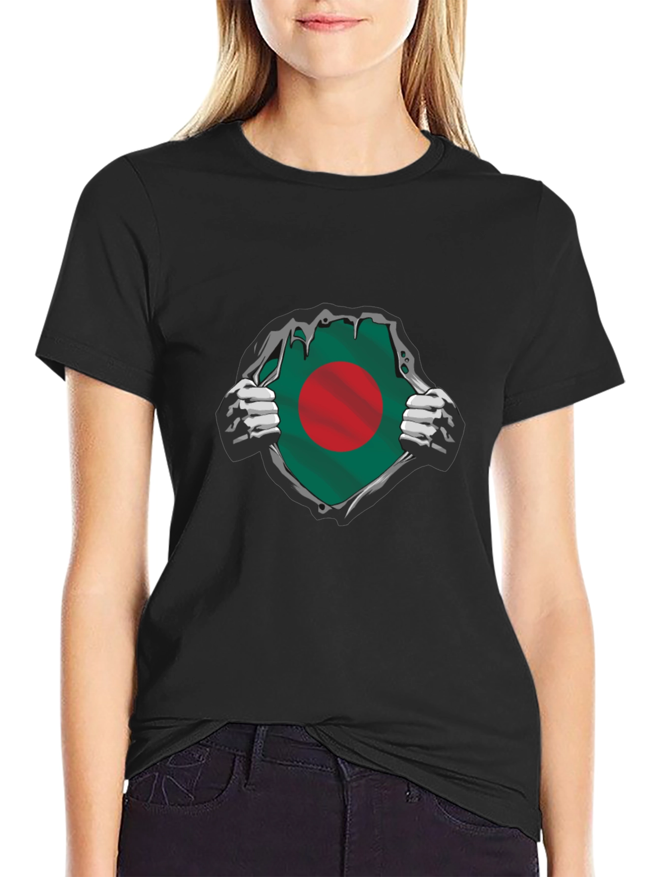 Bangladesh Flag Superhero T-Shirt - Black