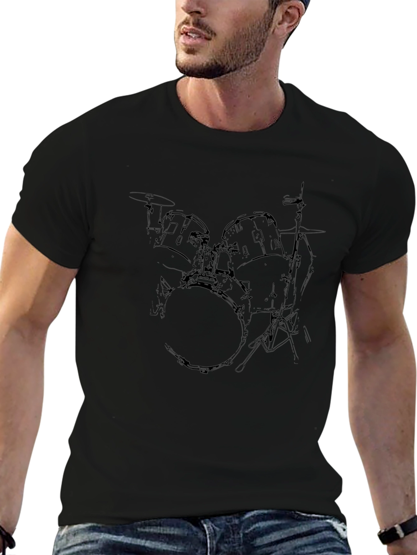 Drum Kit Graphic Black T-Shirt