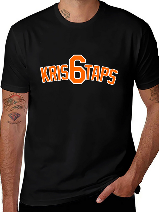 Kris Statps T-Shirt - Bold Orange Text on Black