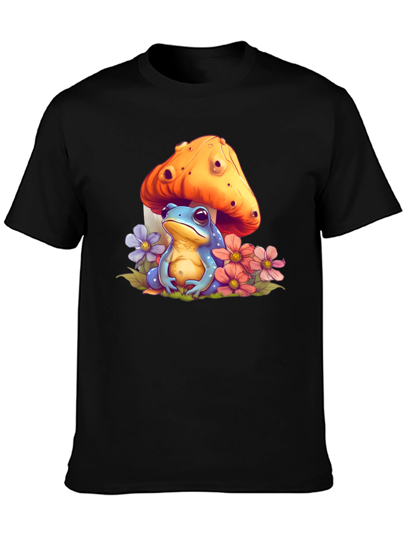 Frog Mushroom Black T-Shirt