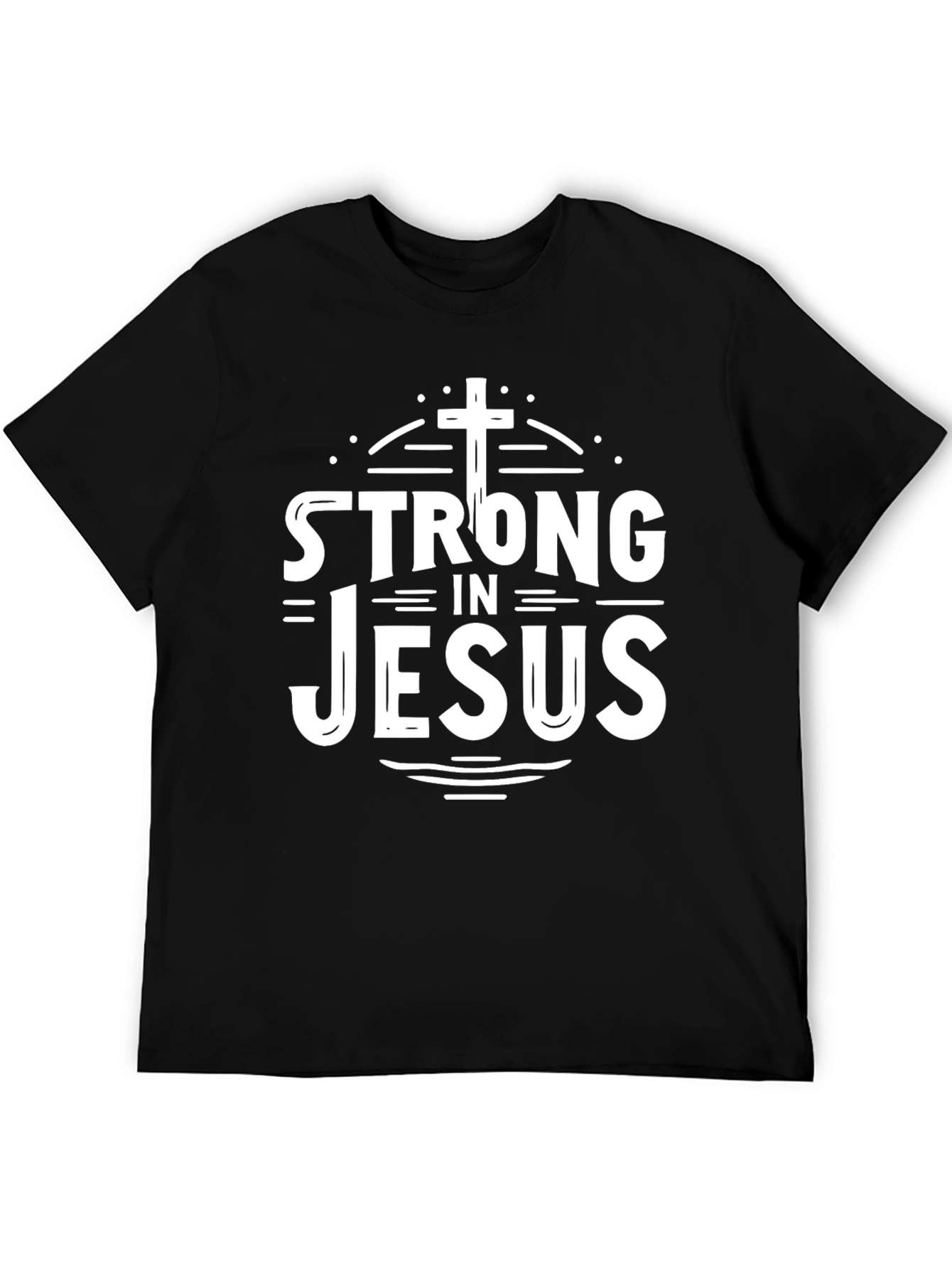 Strong in Jesus Christian T-Shirt Black