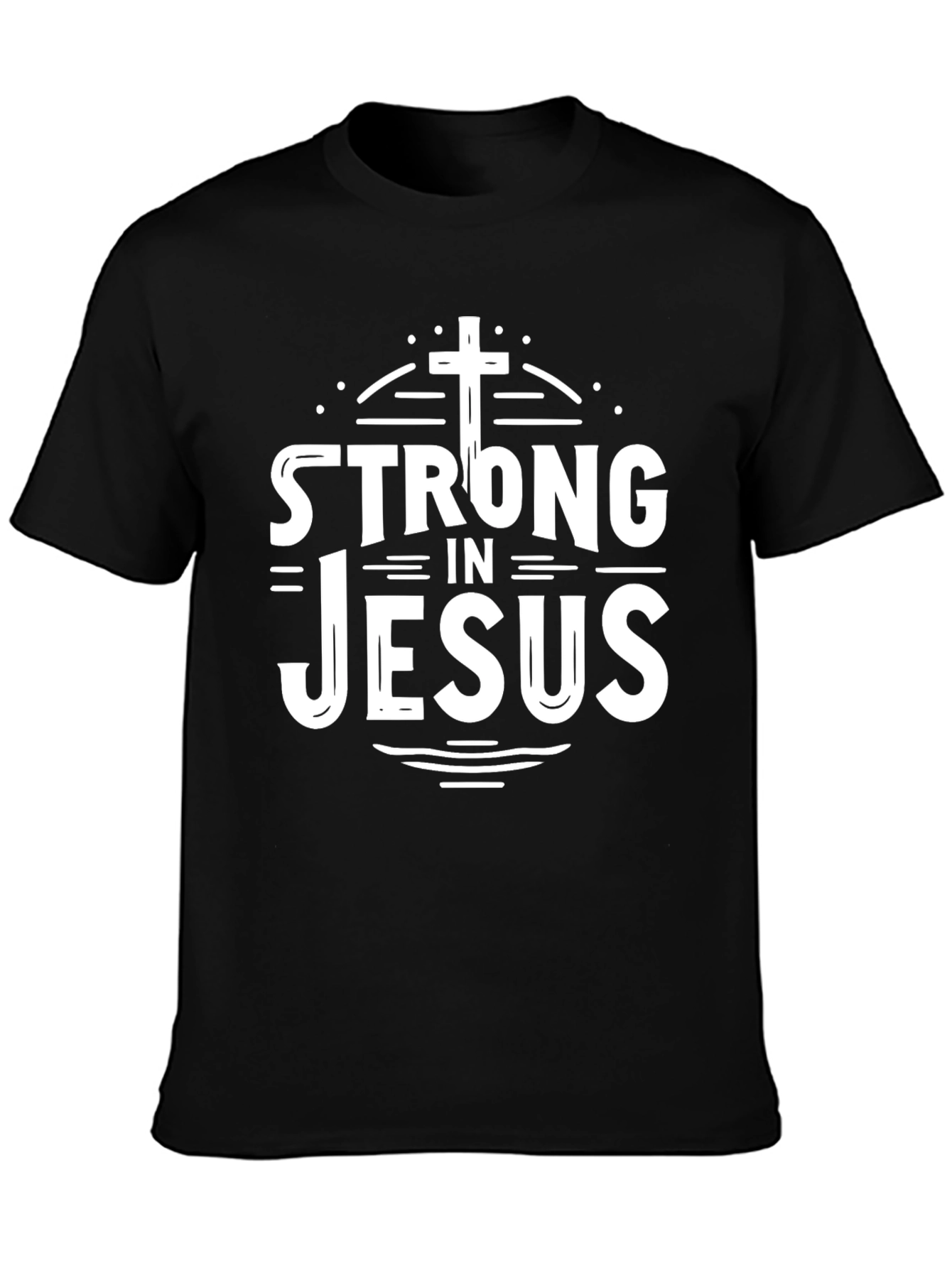 Strong in Jesus Christian T-Shirt Black