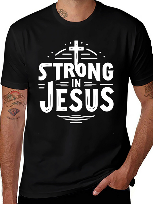 Strong in Jesus Christian T-Shirt Black