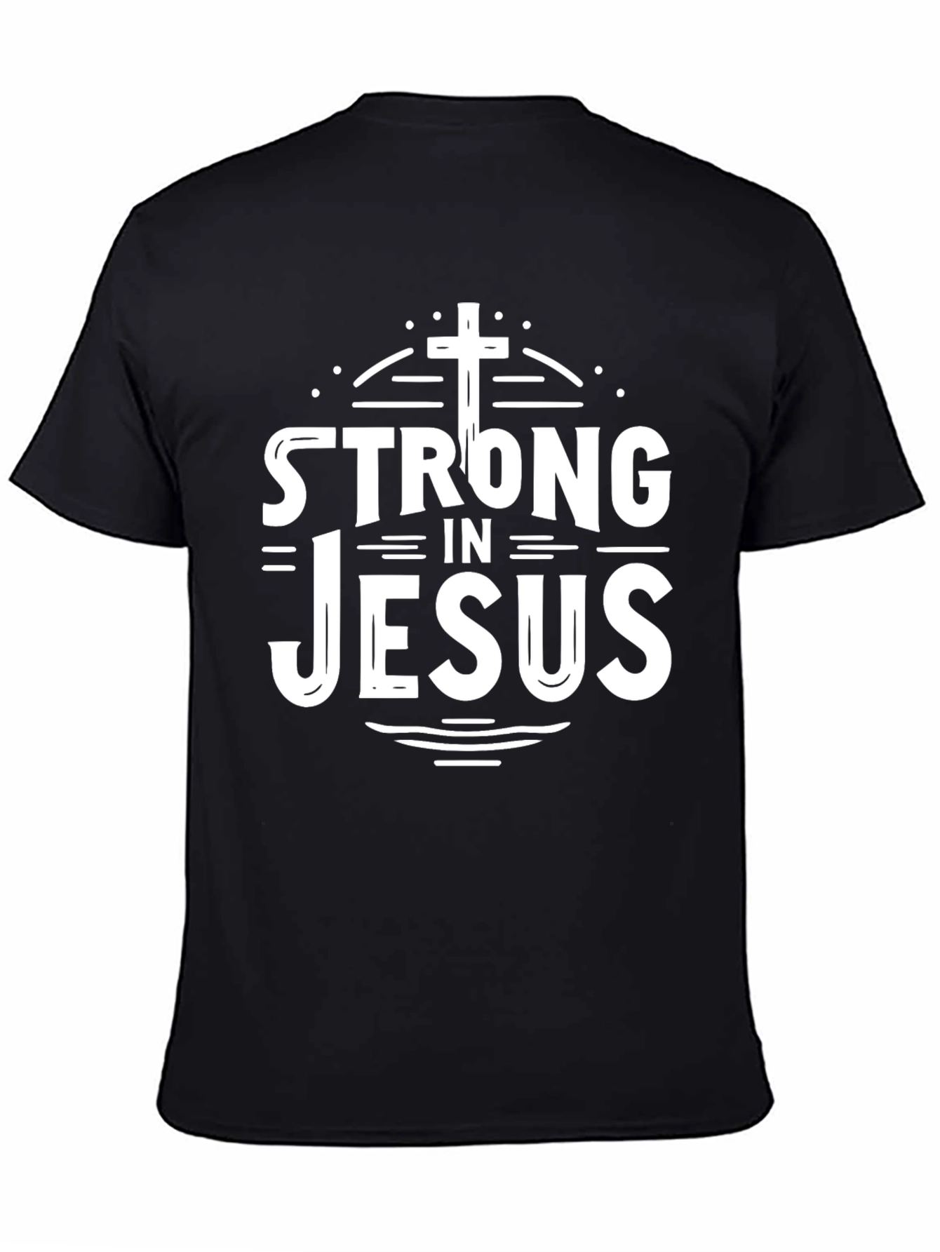 Strong in Jesus Christian T-Shirt Black
