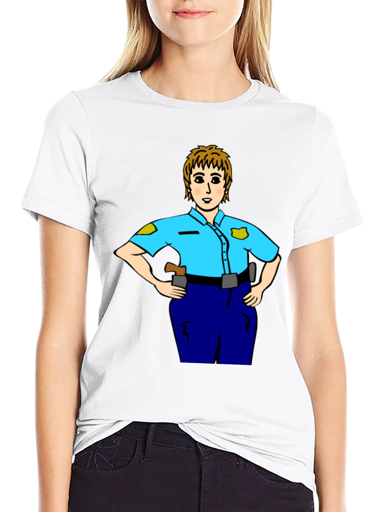 Police Woman Cartoon T-Shirt | Graphic Tee