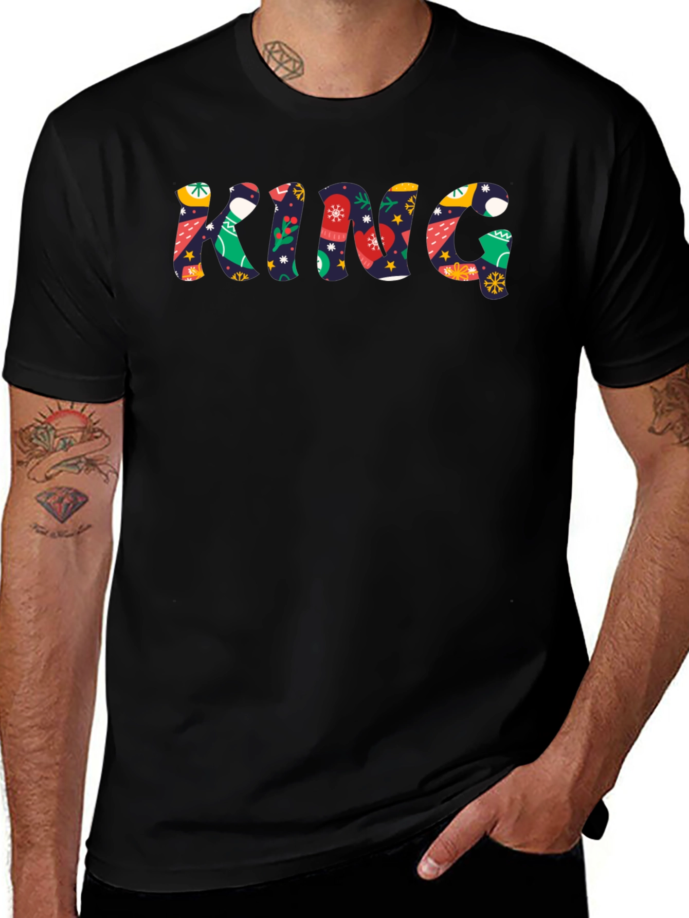Festive King Graphic Tee - Holiday Season Apparel
