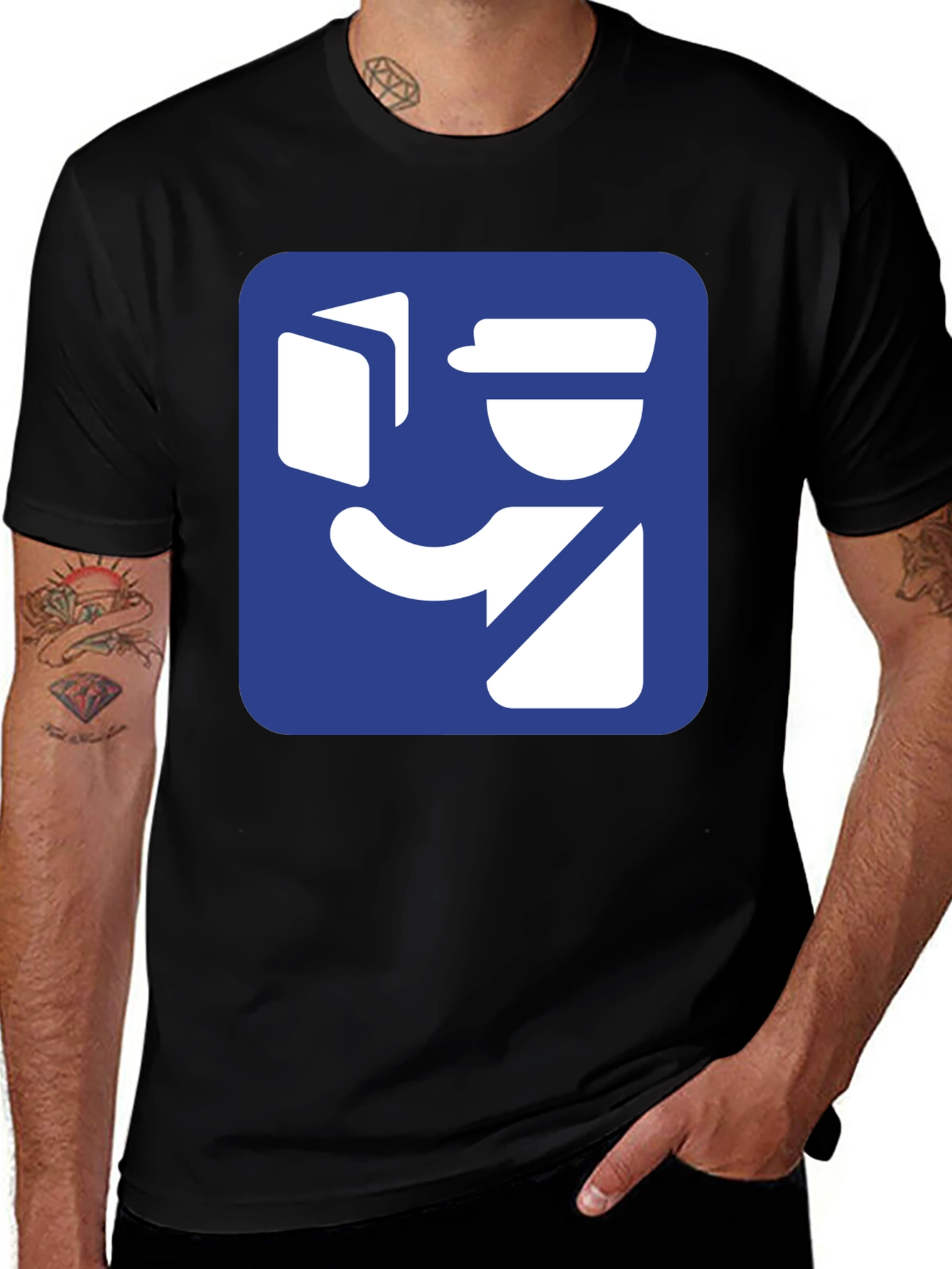 Delivery Man Graphic Tee - Black Cotton T-Shirt