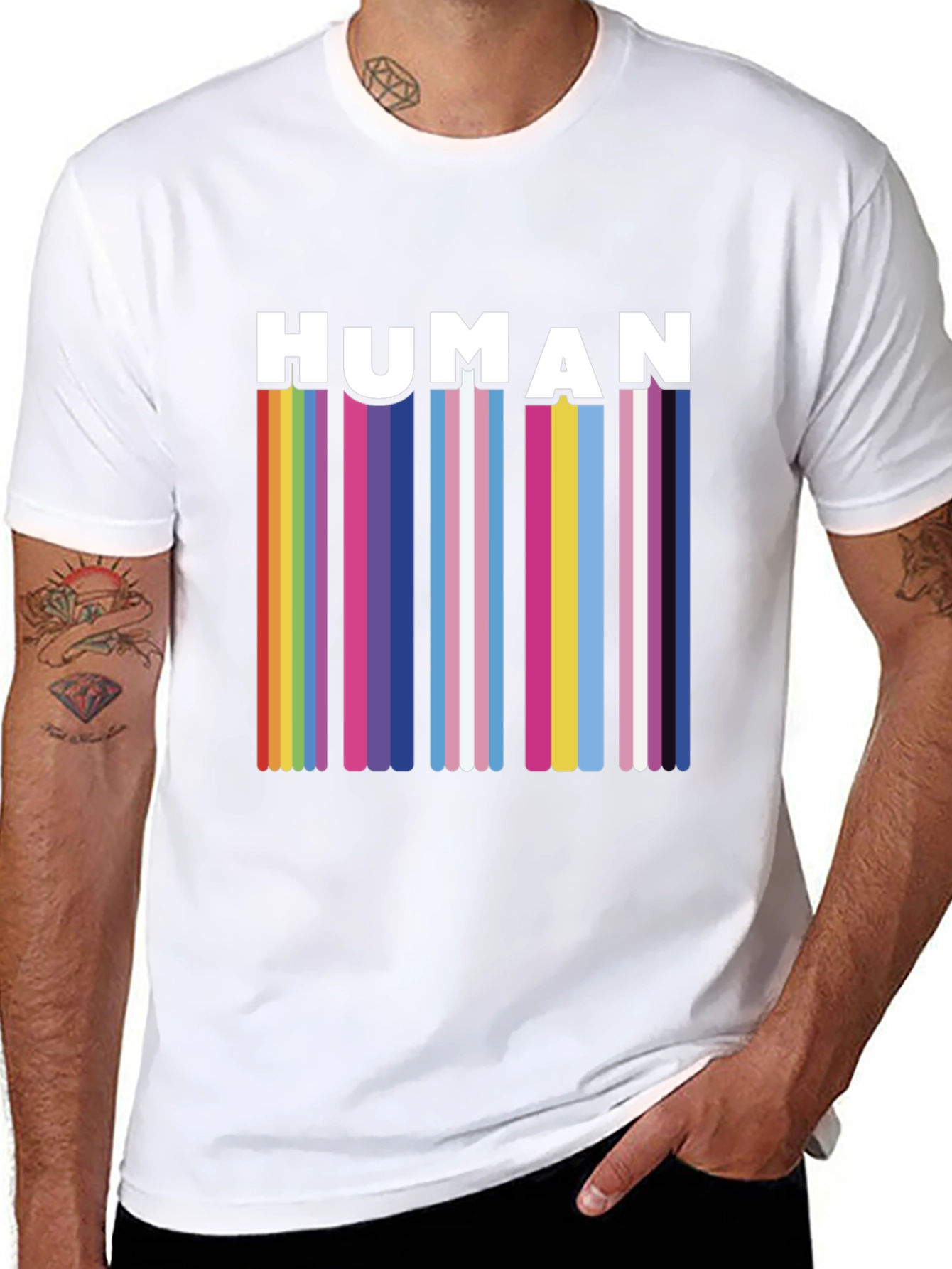 Human Pride Rainbow Stripe T-Shirt