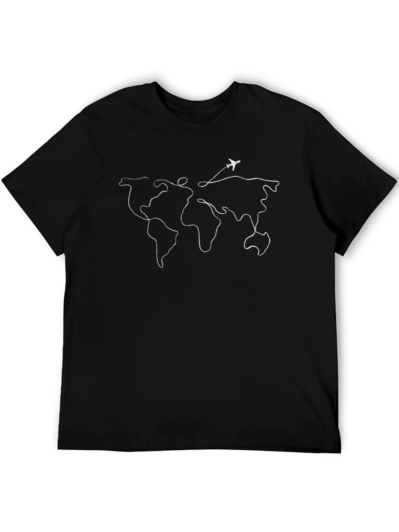 World Traveler Tee - Airplane Graphic Black T-Shirt