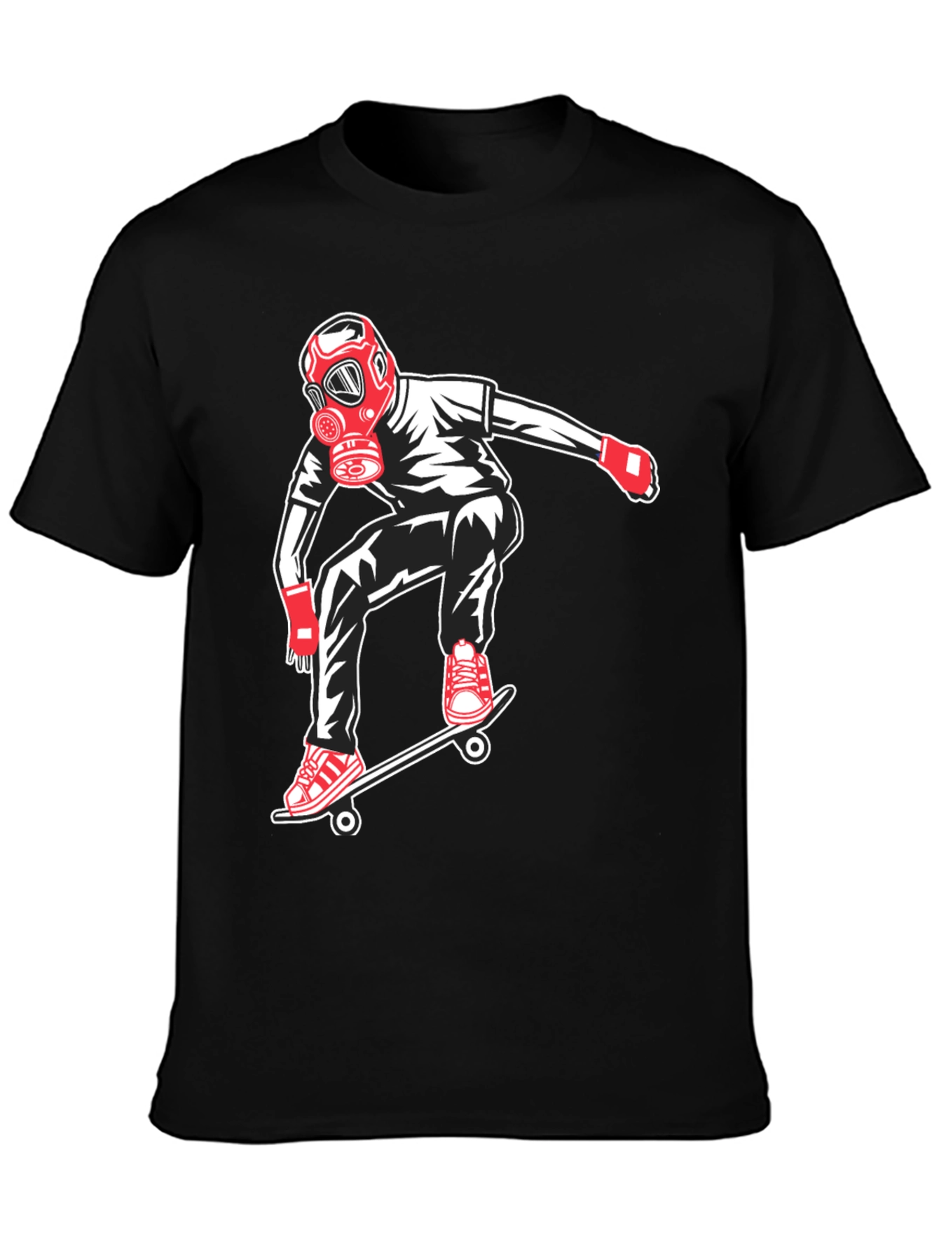 Skateboarder with Gas Mask Graphic Tee