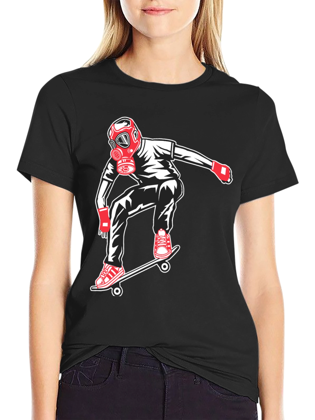 Skateboarder with Gas Mask Graphic Tee