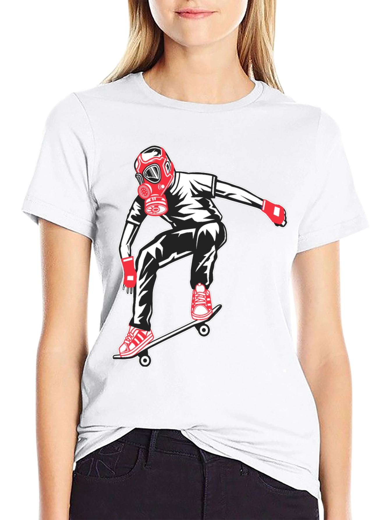 Skateboarder with Gas Mask Graphic Tee