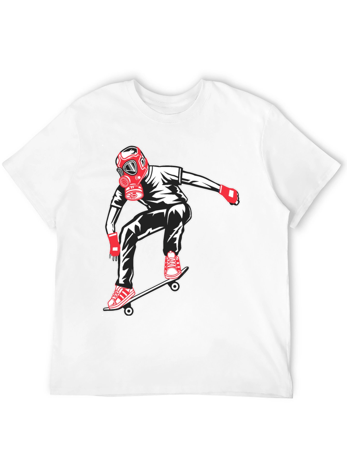 Skateboarder with Gas Mask Graphic Tee