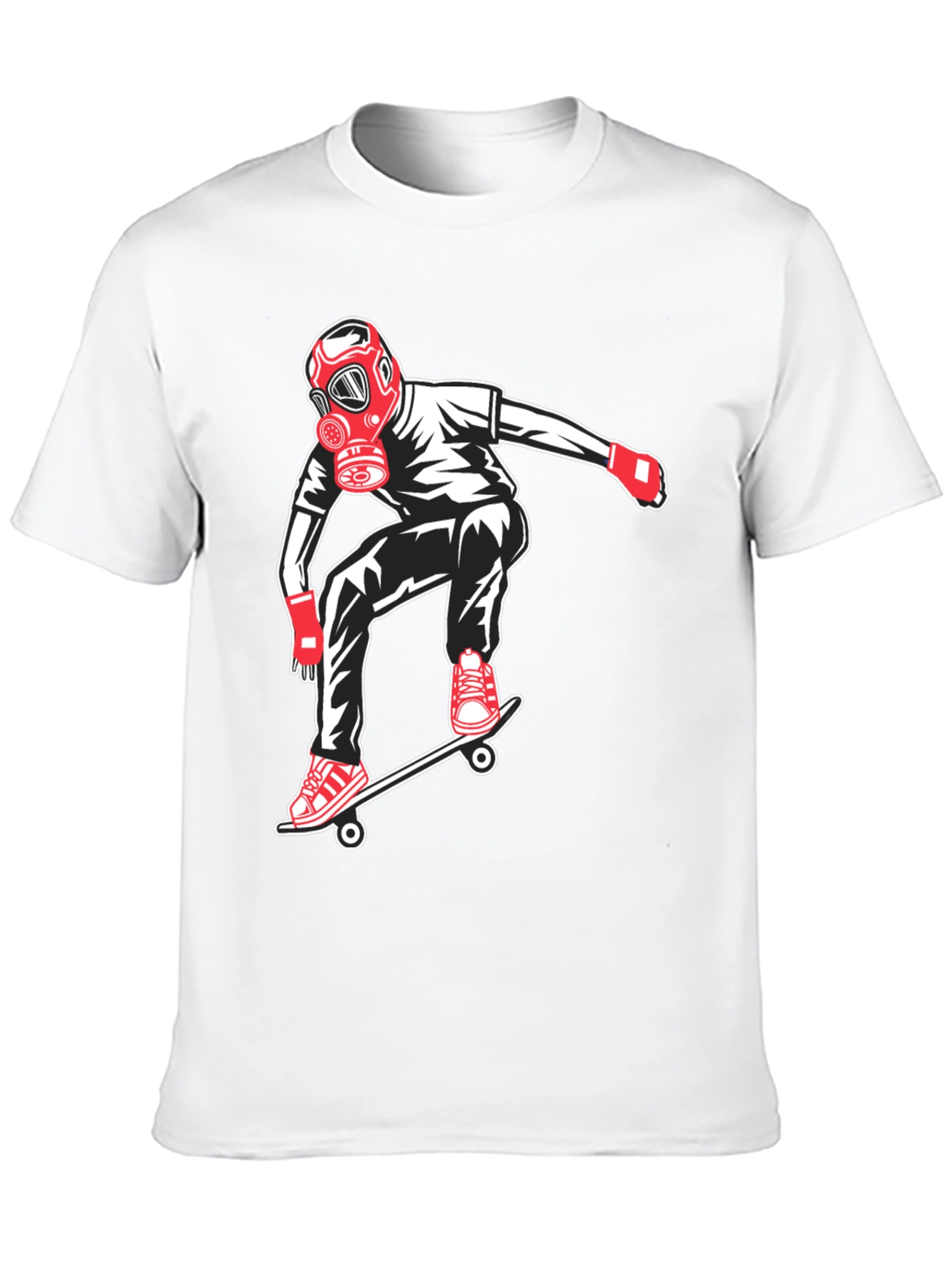 Skateboarder with Gas Mask Graphic Tee