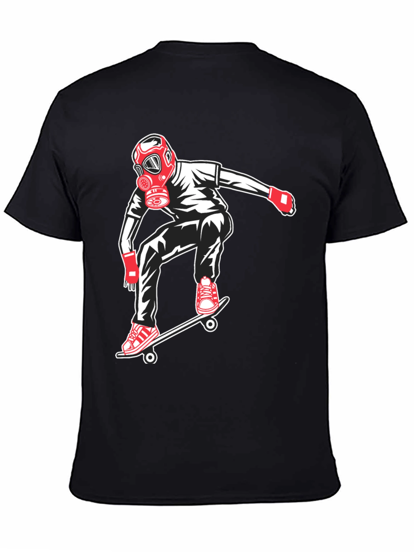 Skateboarder with Gas Mask Graphic Tee