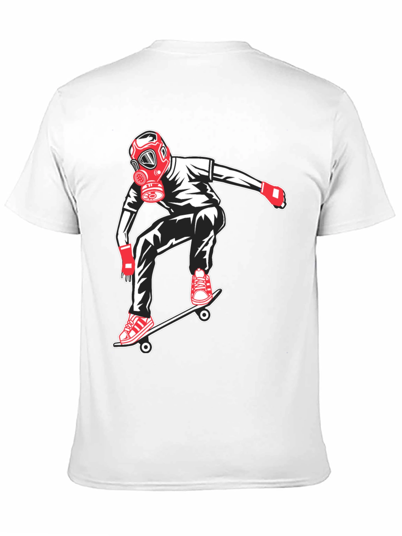 Skateboarder with Gas Mask Graphic Tee