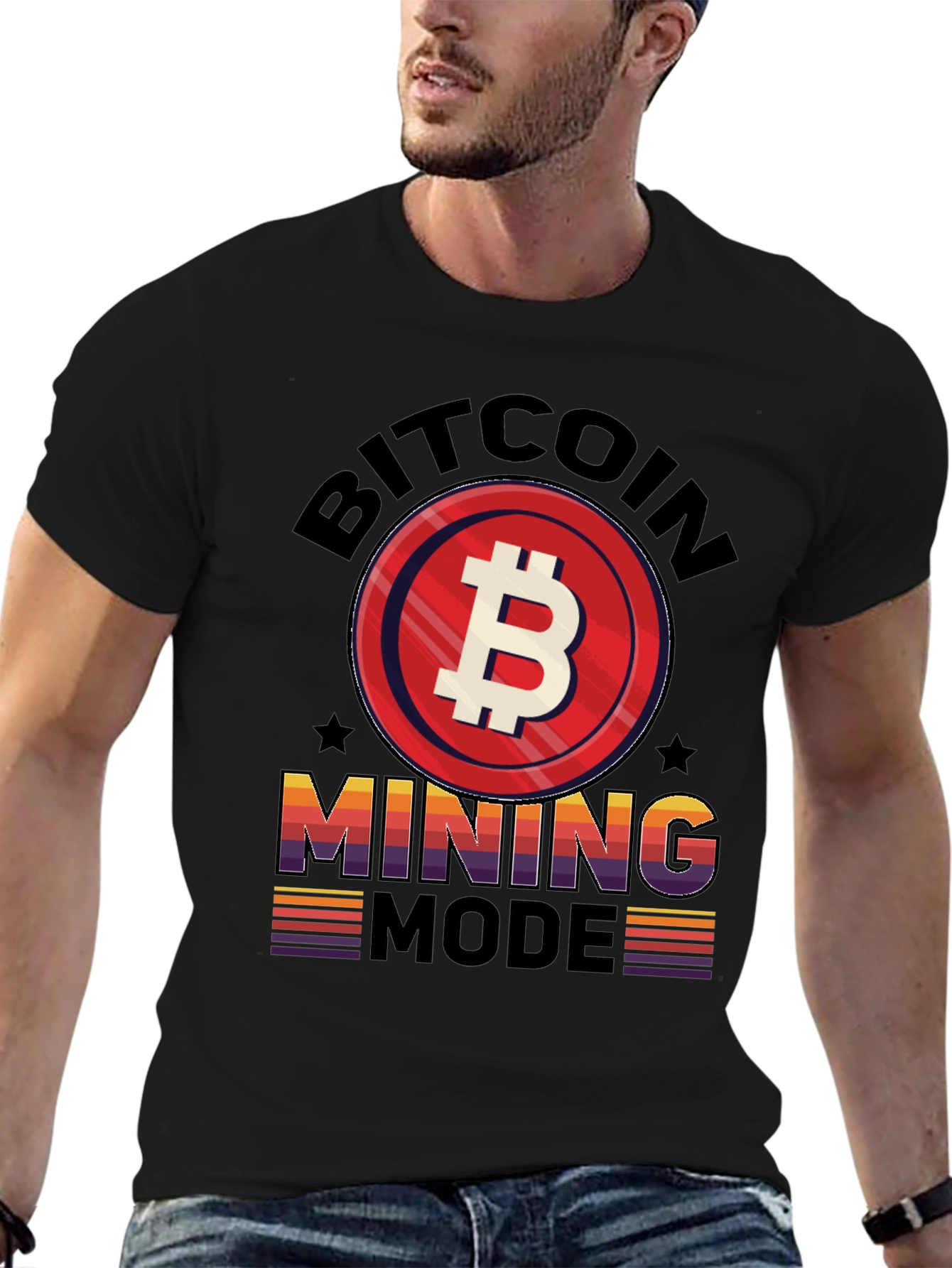 Bitcoin Mining Mode Graphic Tee - Black