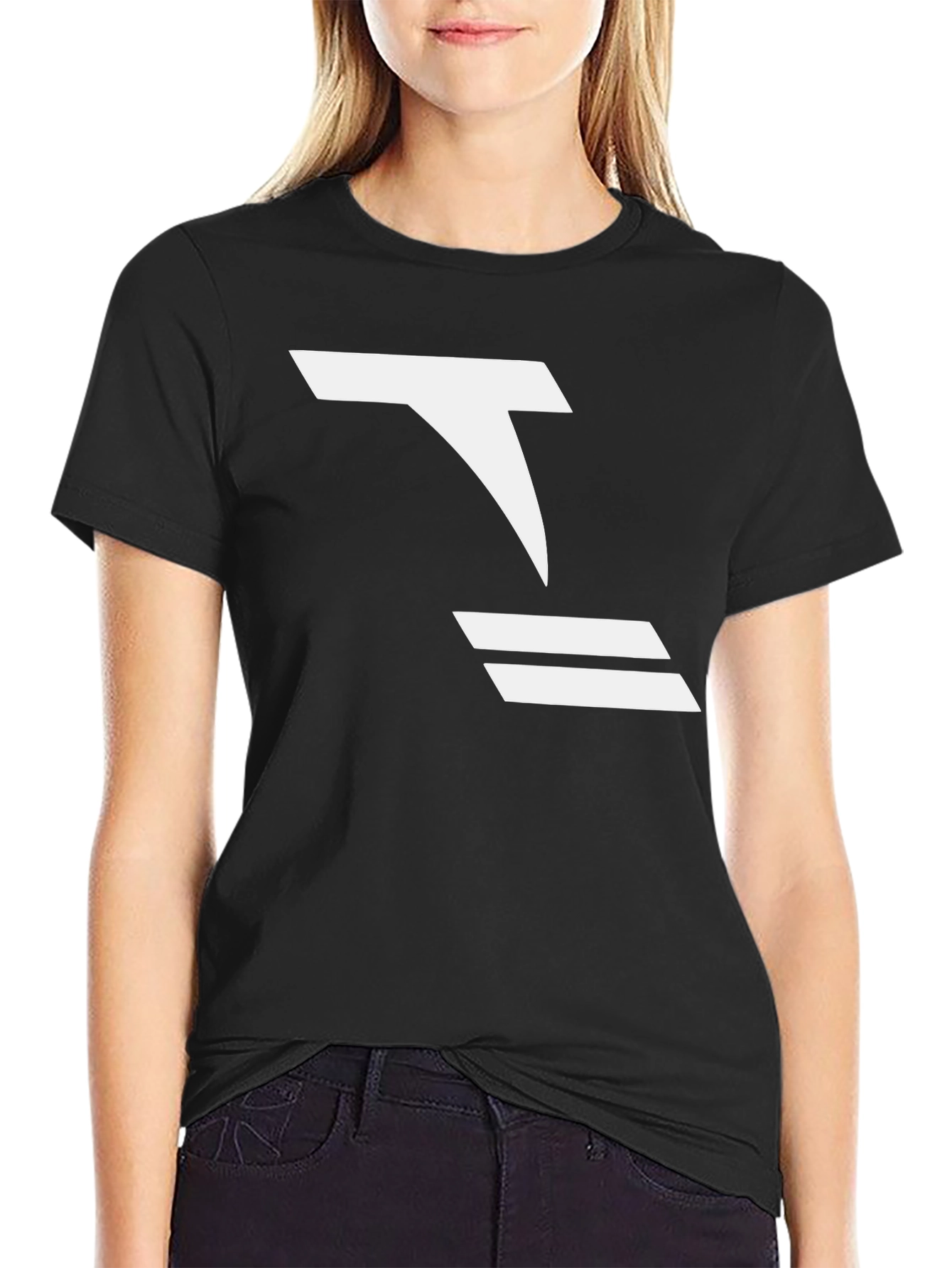 Modern Black T-Shirt with Abstract White Graphic