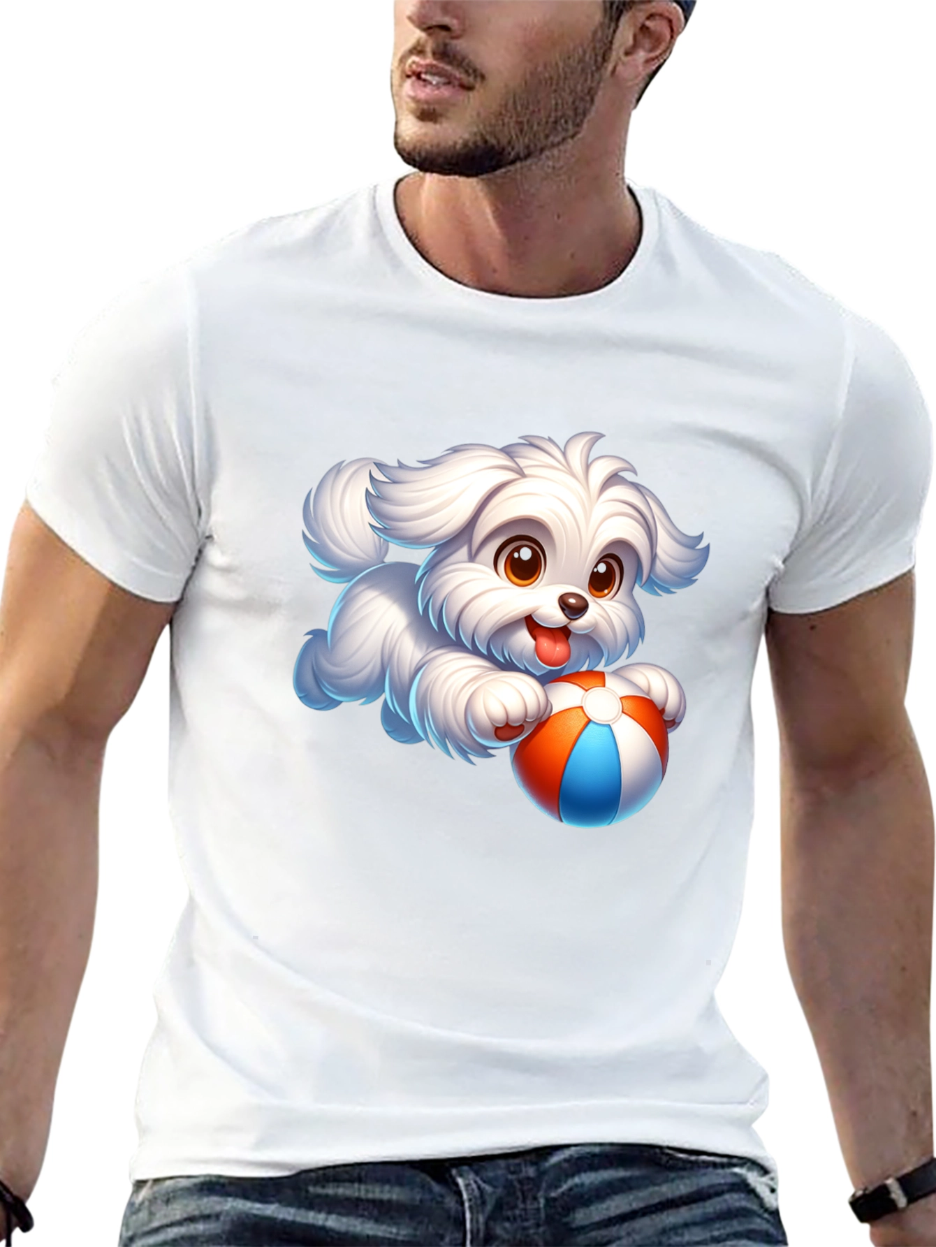 Dog Cartoon Graphic Tee - Black Cotton Blend T-Shirt