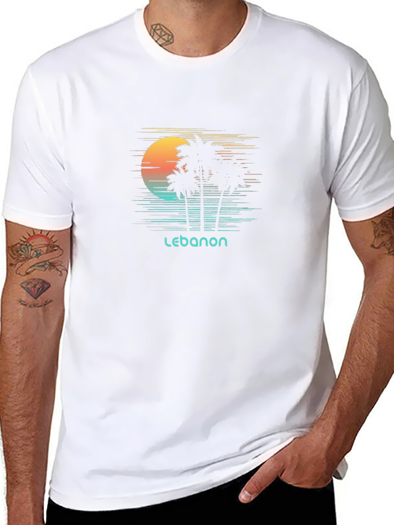 Lebanon Palm Tree Sunset Graphic T-Shirt
