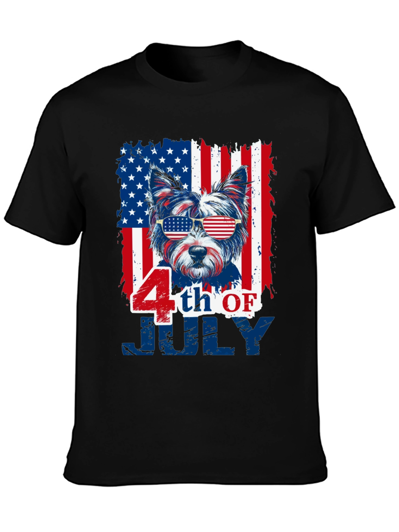 Patriotic Dog 4th of July Graphic T-Shirt