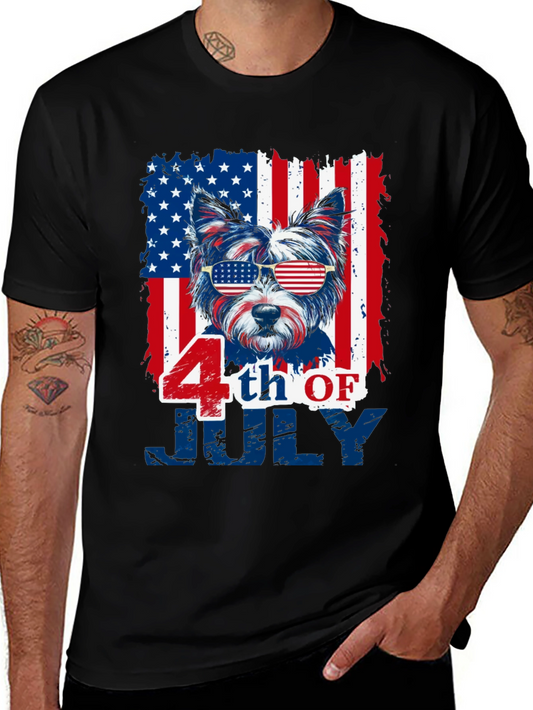 Patriotic Dog 4th of July Graphic T-Shirt