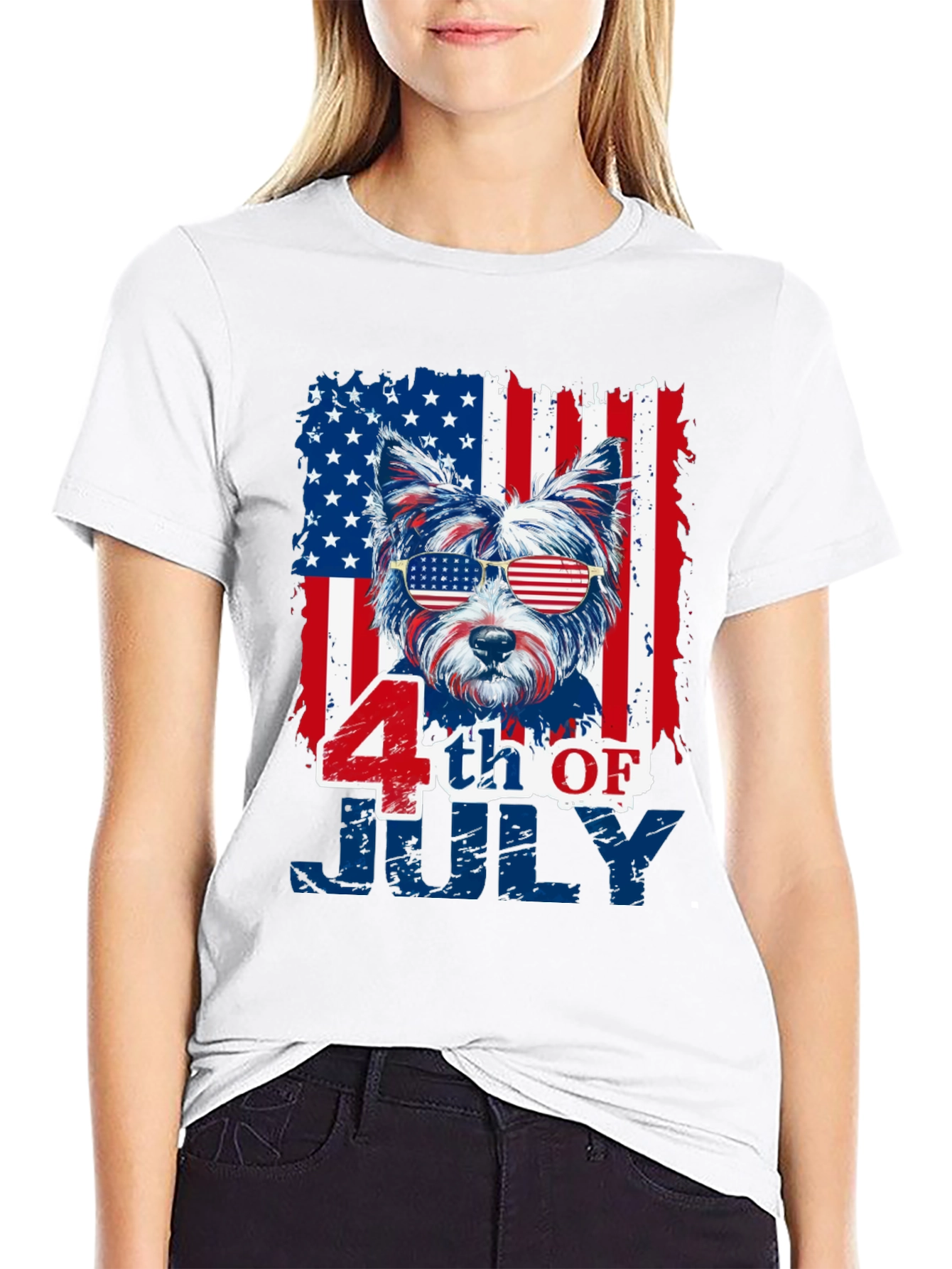 Patriotic Dog 4th of July Graphic T-Shirt
