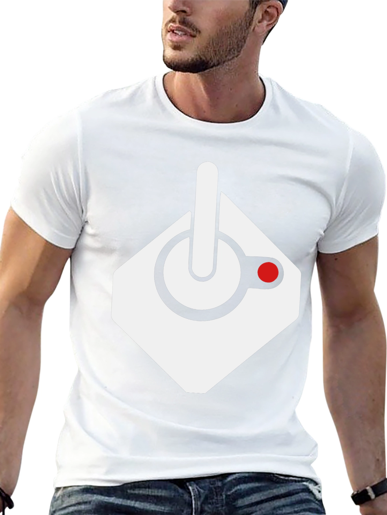 Retro Gaming Console Joystick Graphic Tee - Black