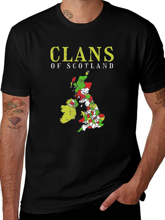 Clans of Scotland T-Shirt Black Cotton