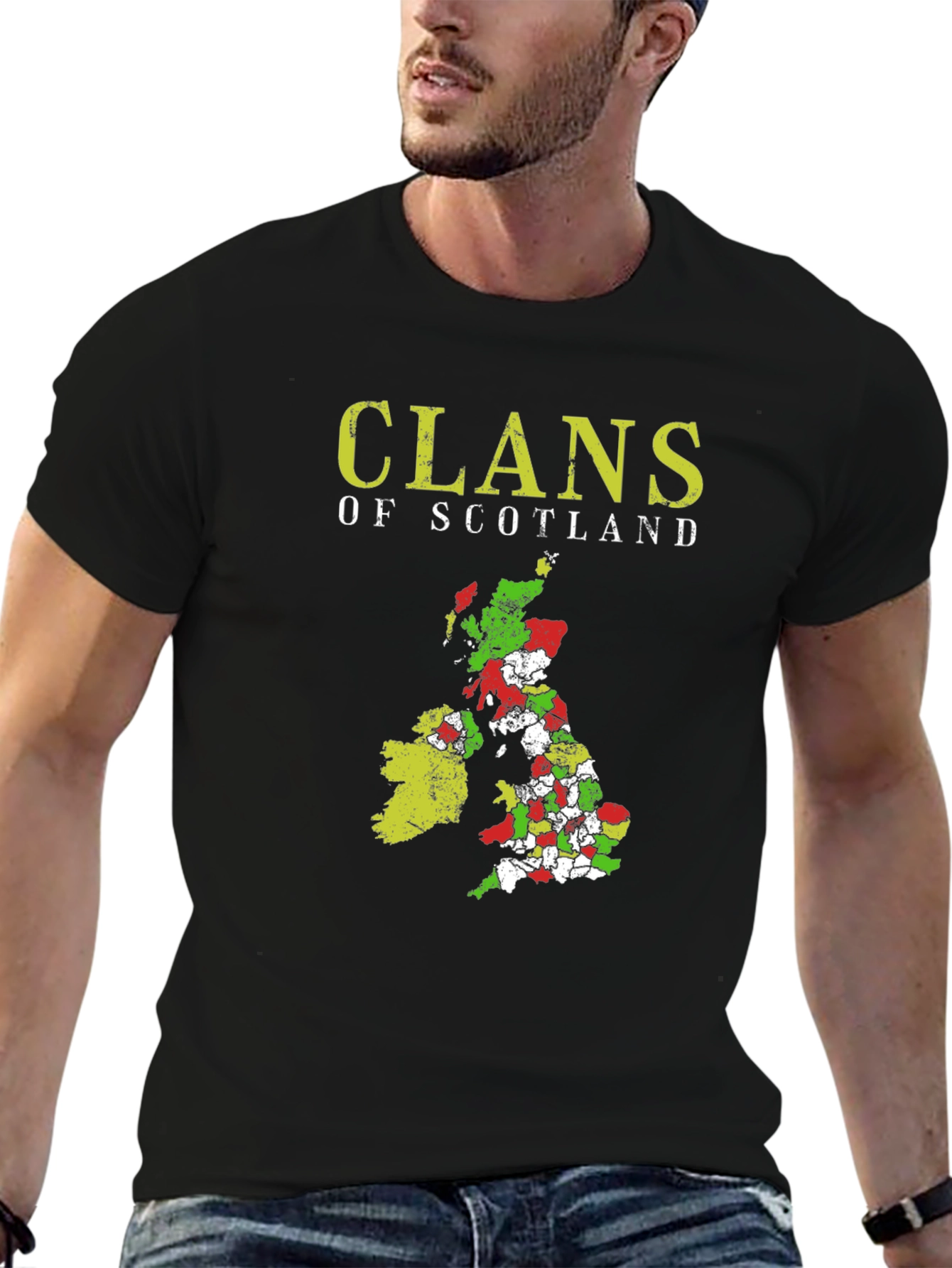 Clans of Scotland T-Shirt Black Cotton