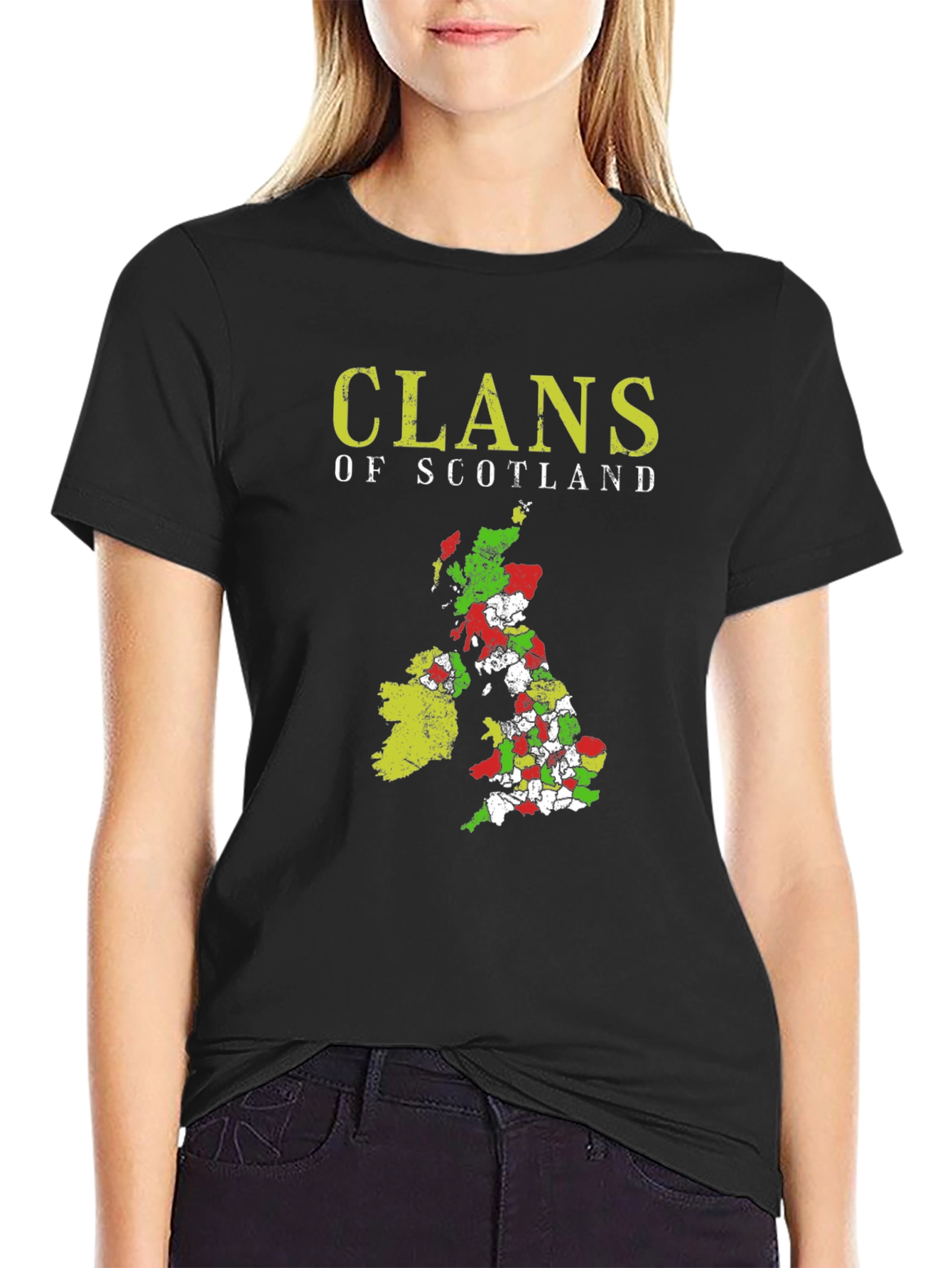 Clans of Scotland T-Shirt Black Cotton