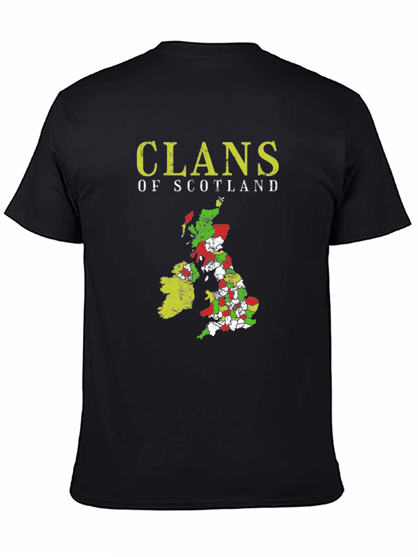 Clans of Scotland T-Shirt Black Cotton