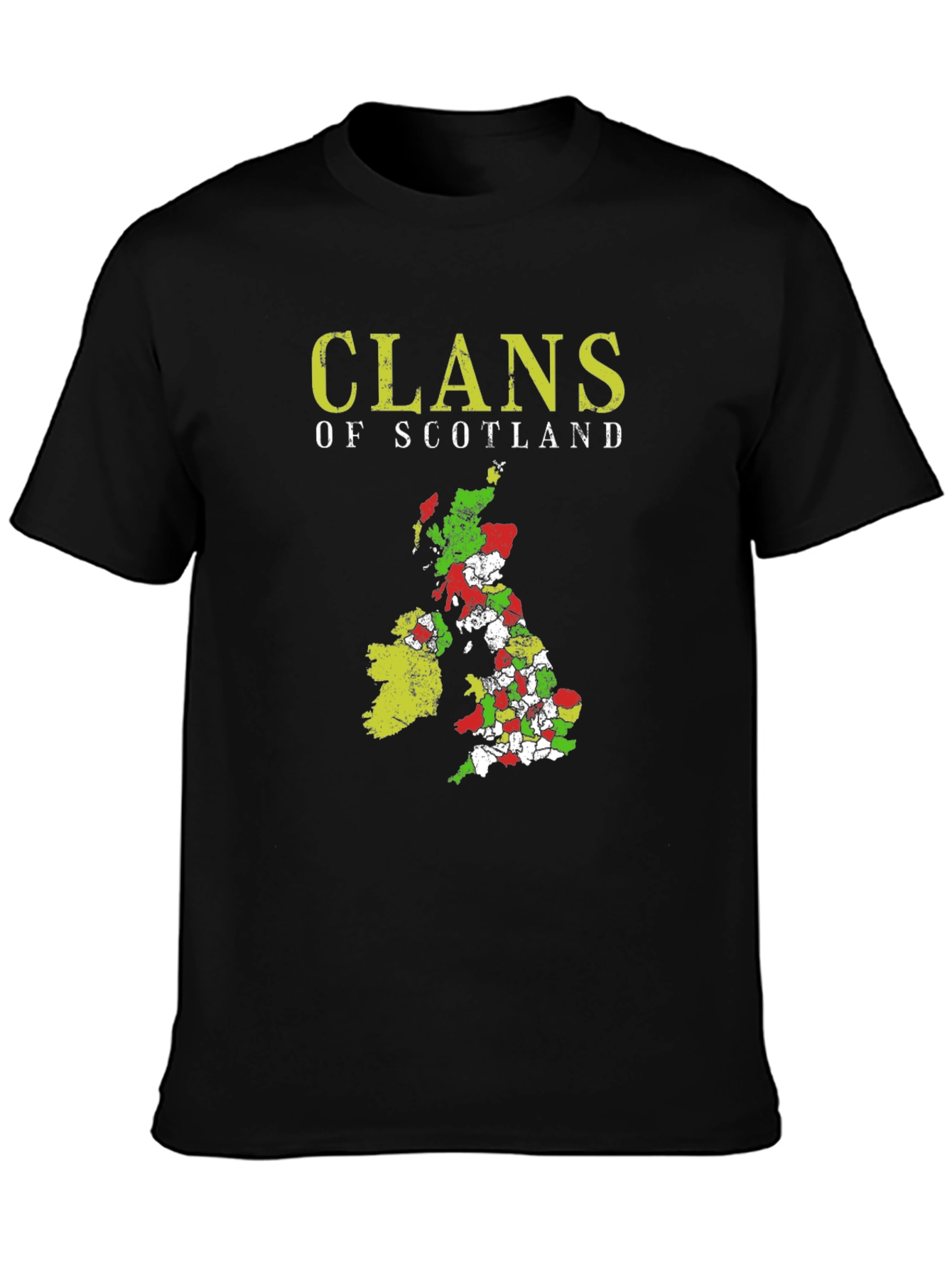 Clans of Scotland T-Shirt Black Cotton