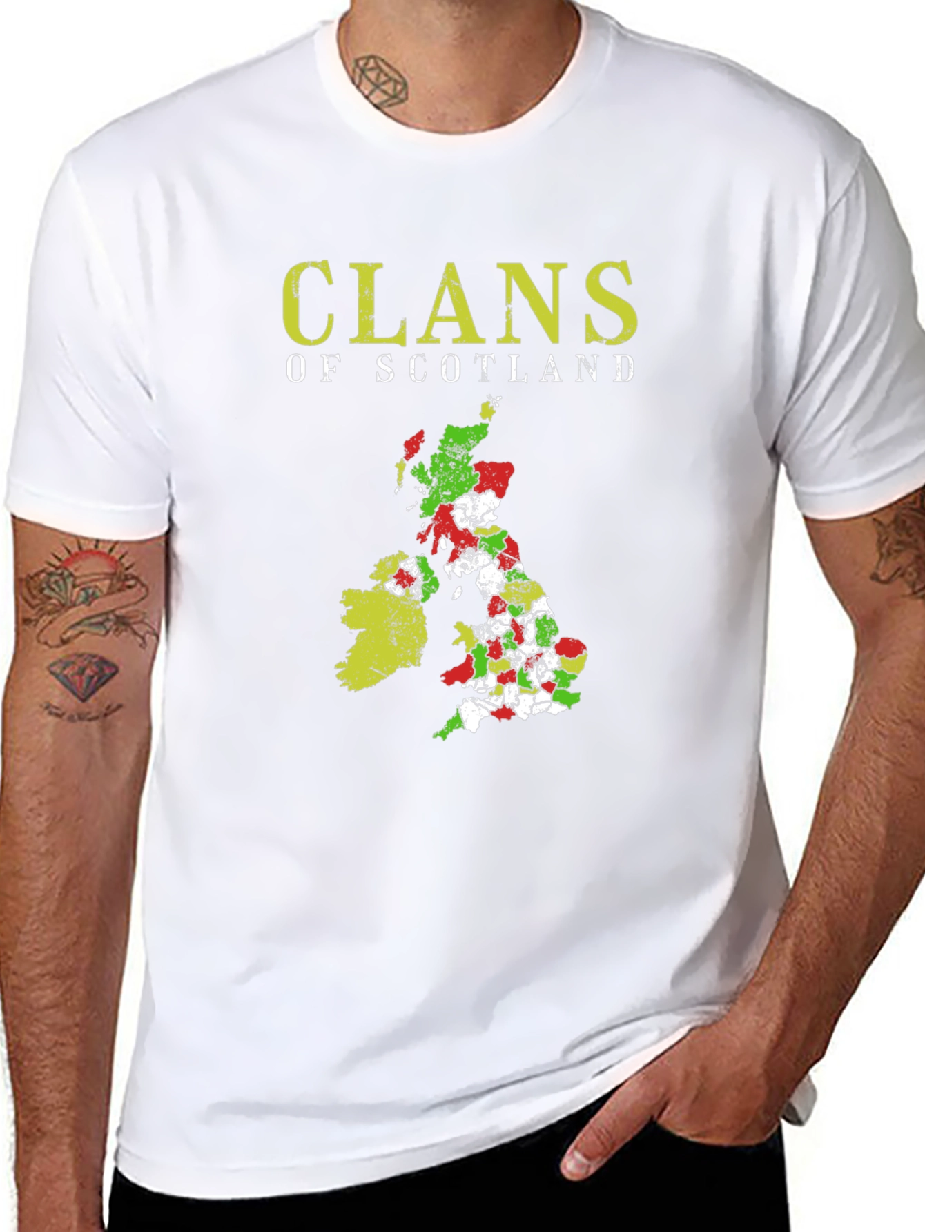 Clans of Scotland T-Shirt Black Cotton