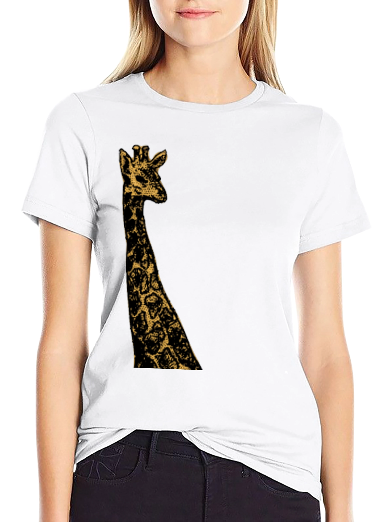 Giraffe Graphic Print Black T-Shirt