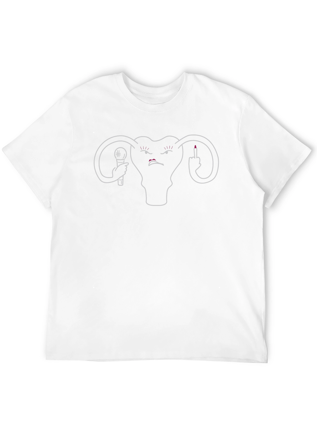 Feminist T-Shirt: Angry Uterus with Microphone & Middle Finger