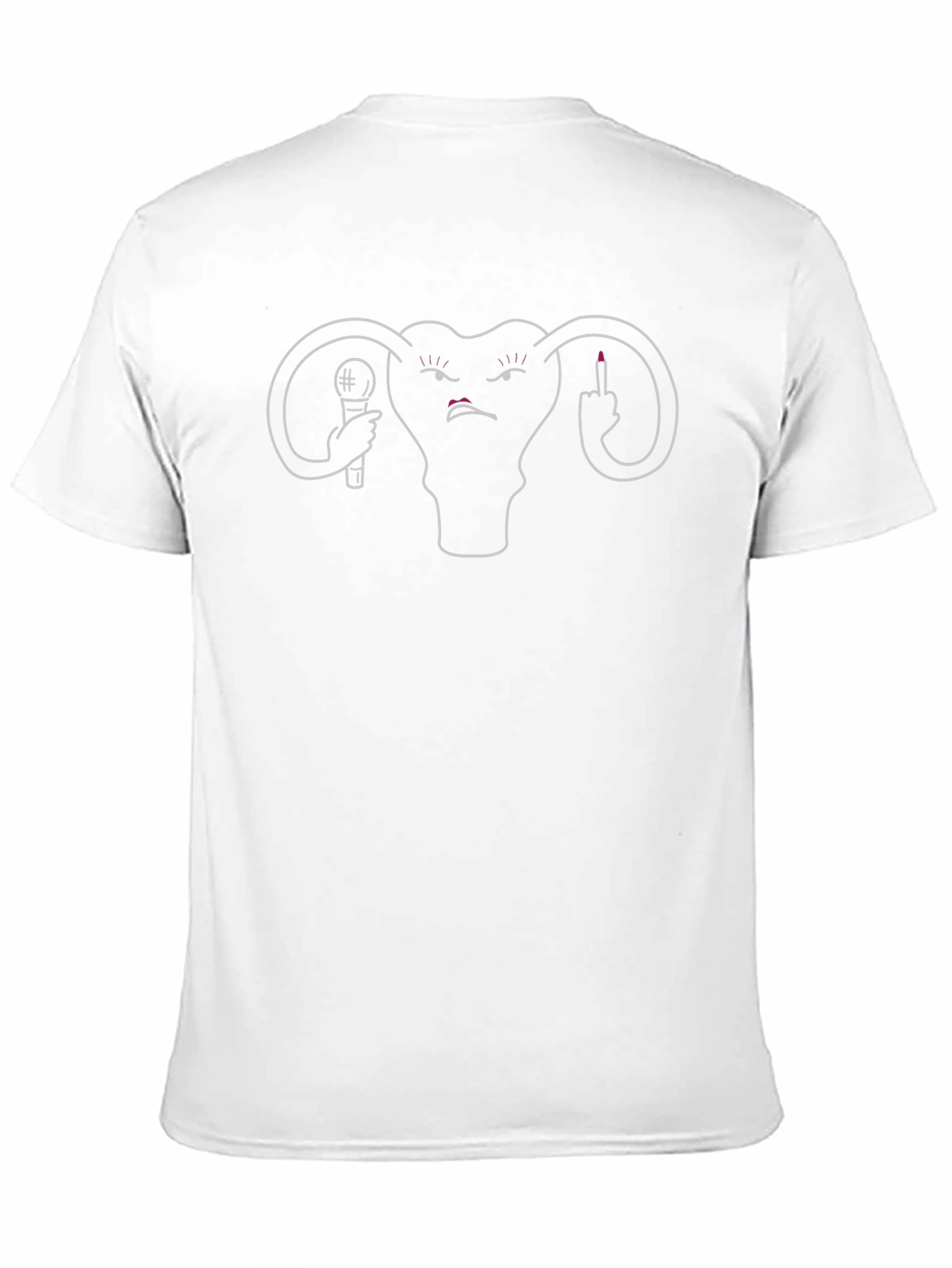 Feminist T-Shirt: Angry Uterus with Microphone & Middle Finger