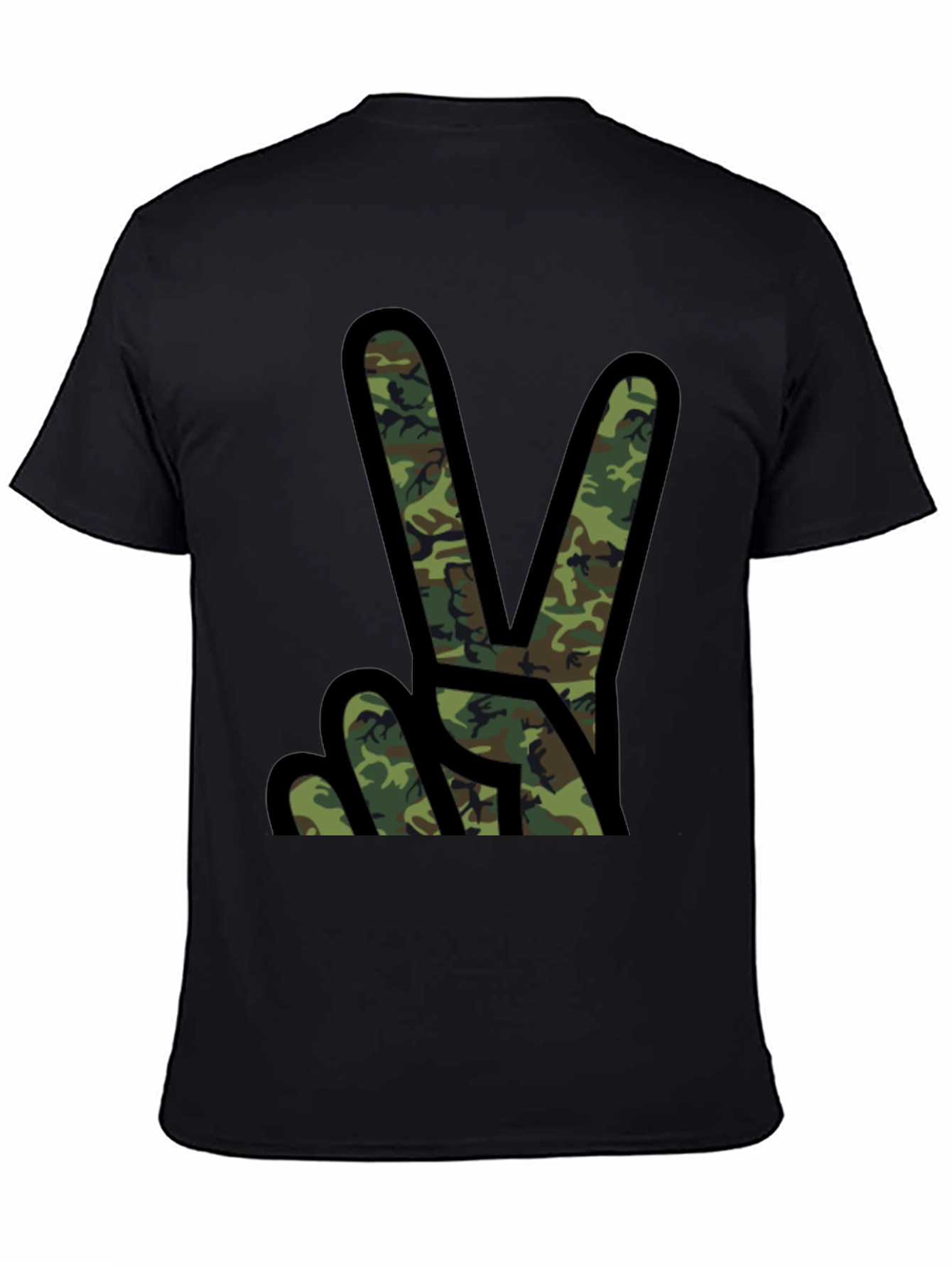 Camo Peace Sign Black T-Shirt