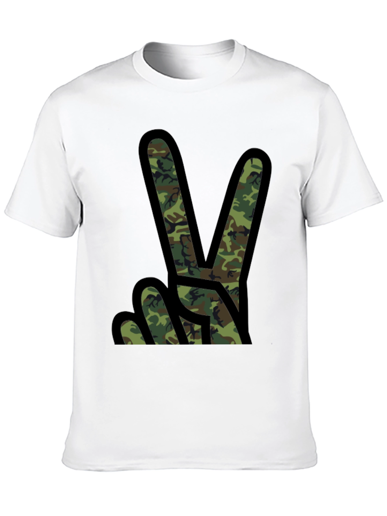 Camo Peace Sign Black T-Shirt