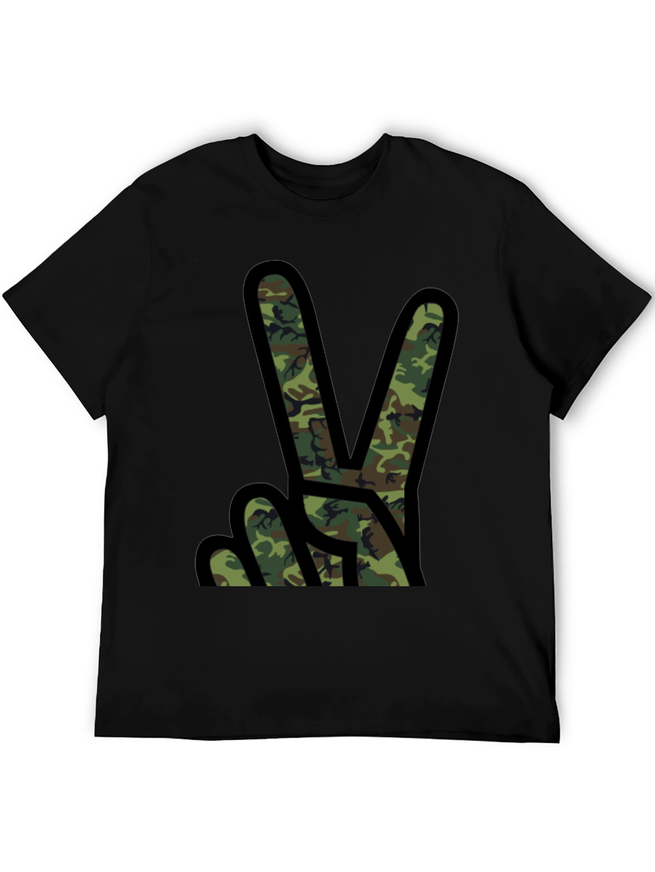 Camo Peace Sign Black T-Shirt