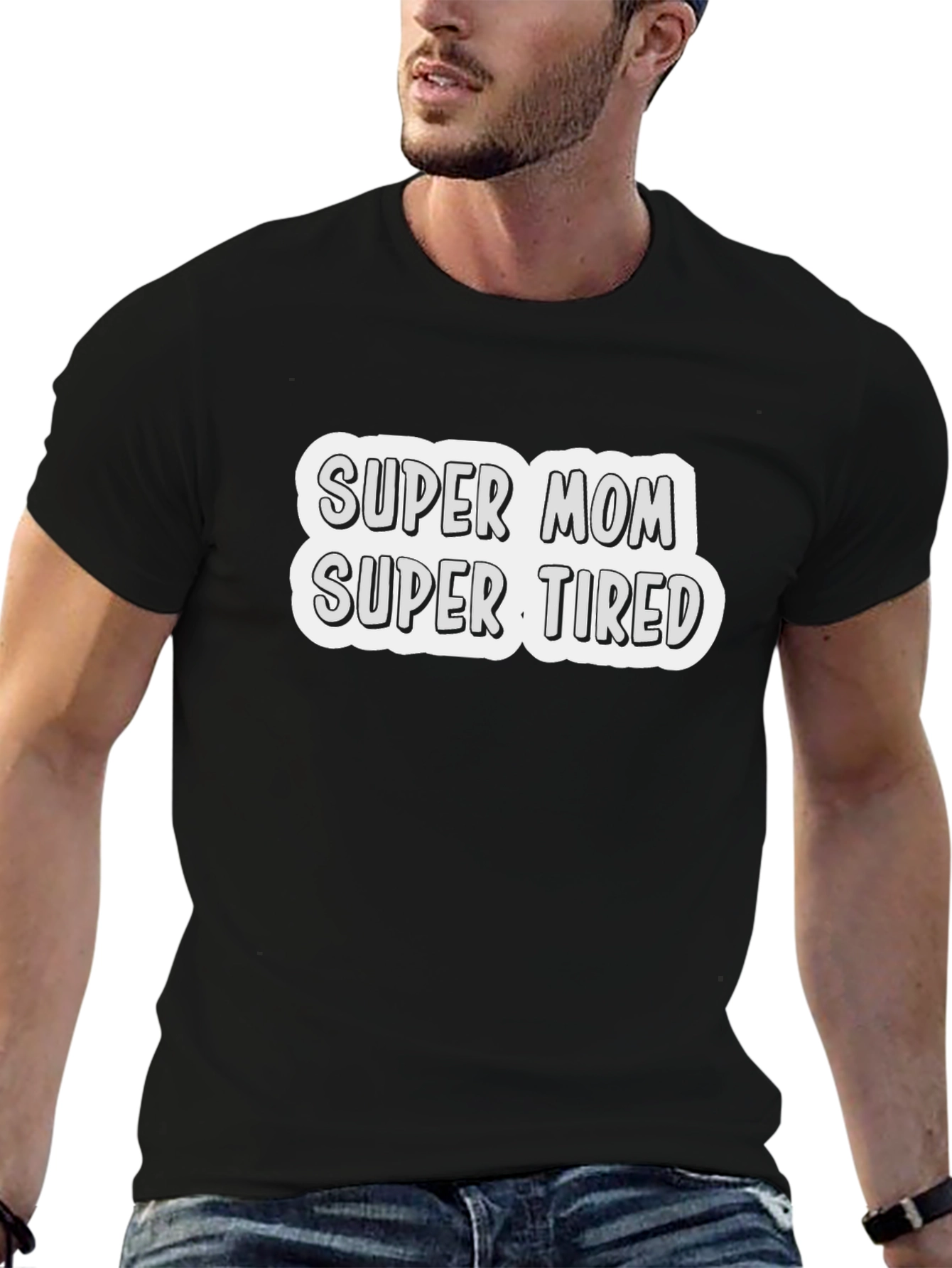 Super Mom Super Tired Graphic Tee - Black