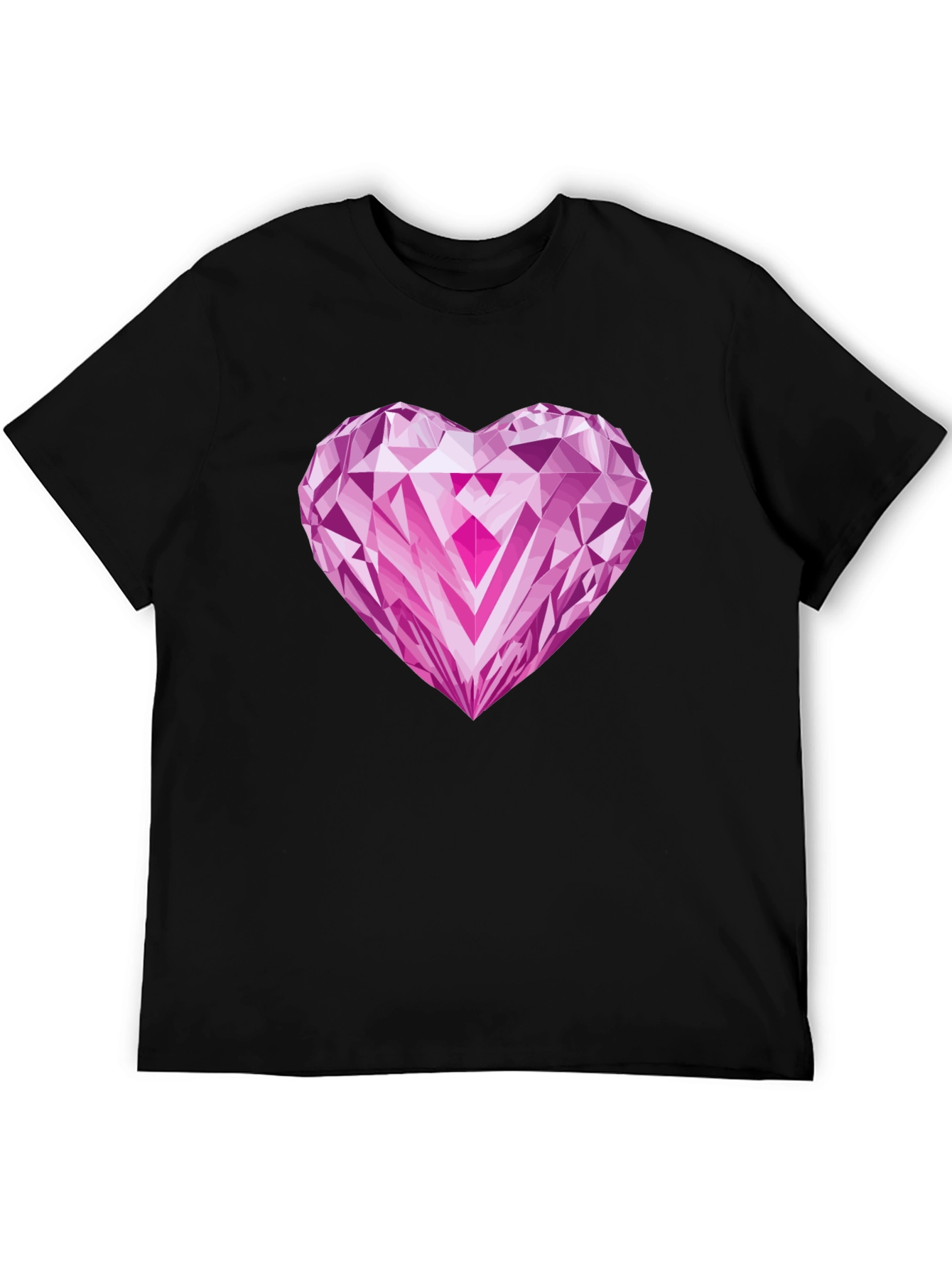 Heart Diamond Graphic Tee - Stylish Black T-Shirt