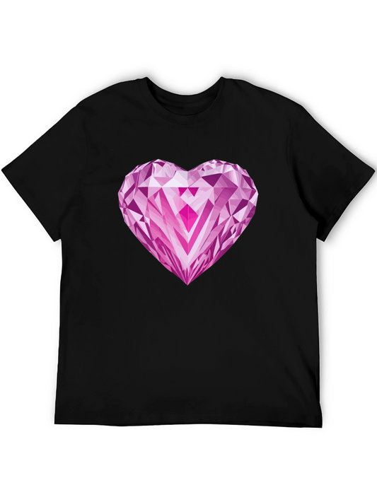 Heart Diamond Graphic Tee - Stylish Black T-Shirt