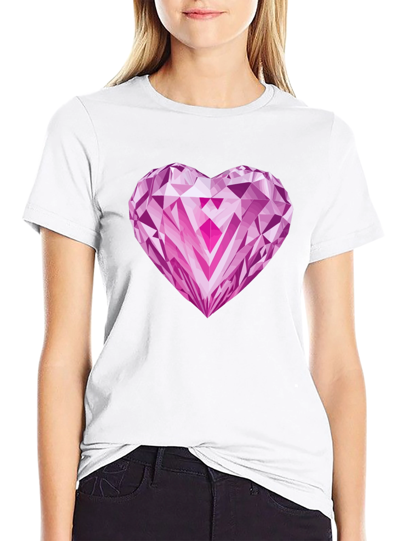 Heart Diamond Graphic Tee - Stylish Black T-Shirt